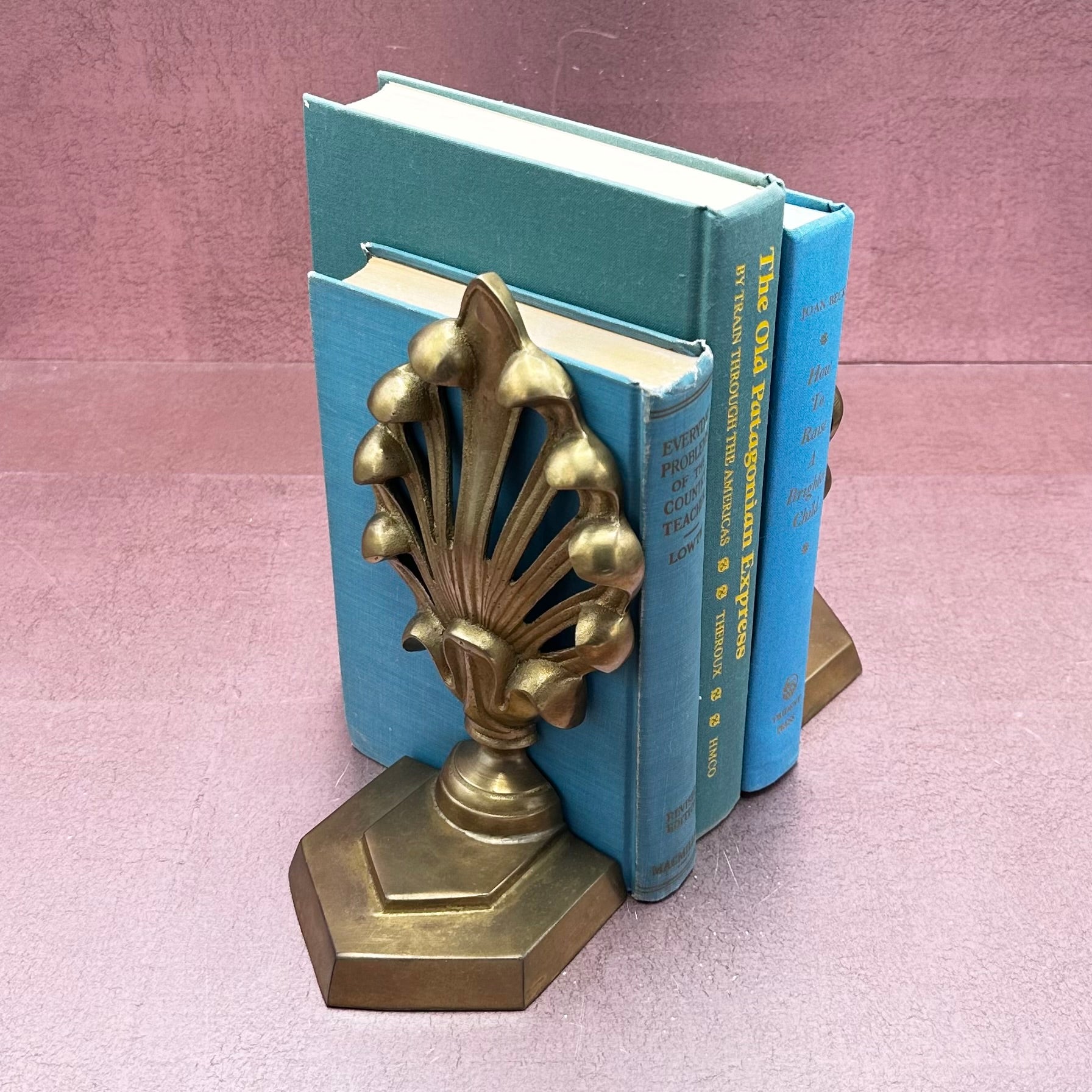 Vintage Fan Shell Brass Bookends