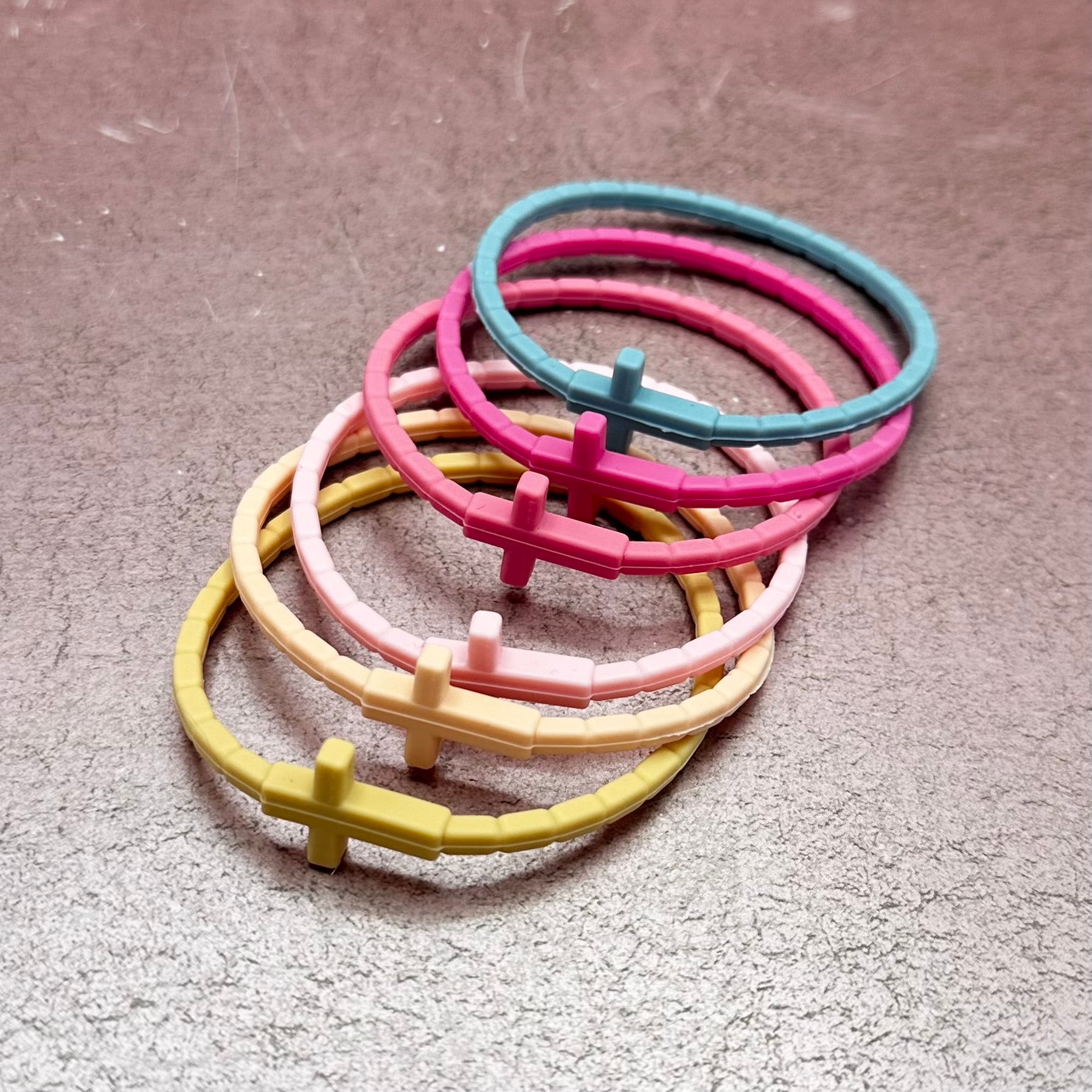 Cross Bracelet Stack Jewel Tones