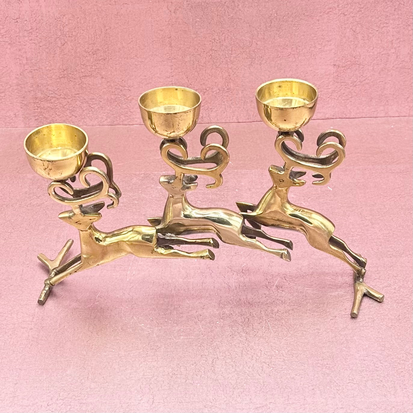 Brass Reindeer Trio Candle Holder