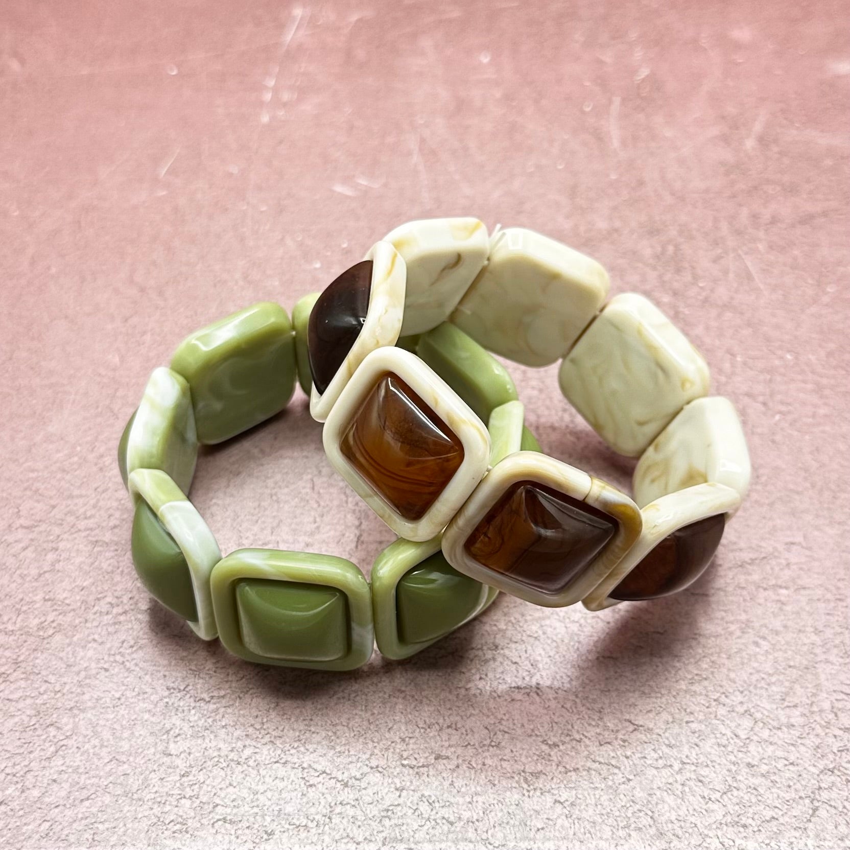 Chunky Square Resin Stretch Bracelet