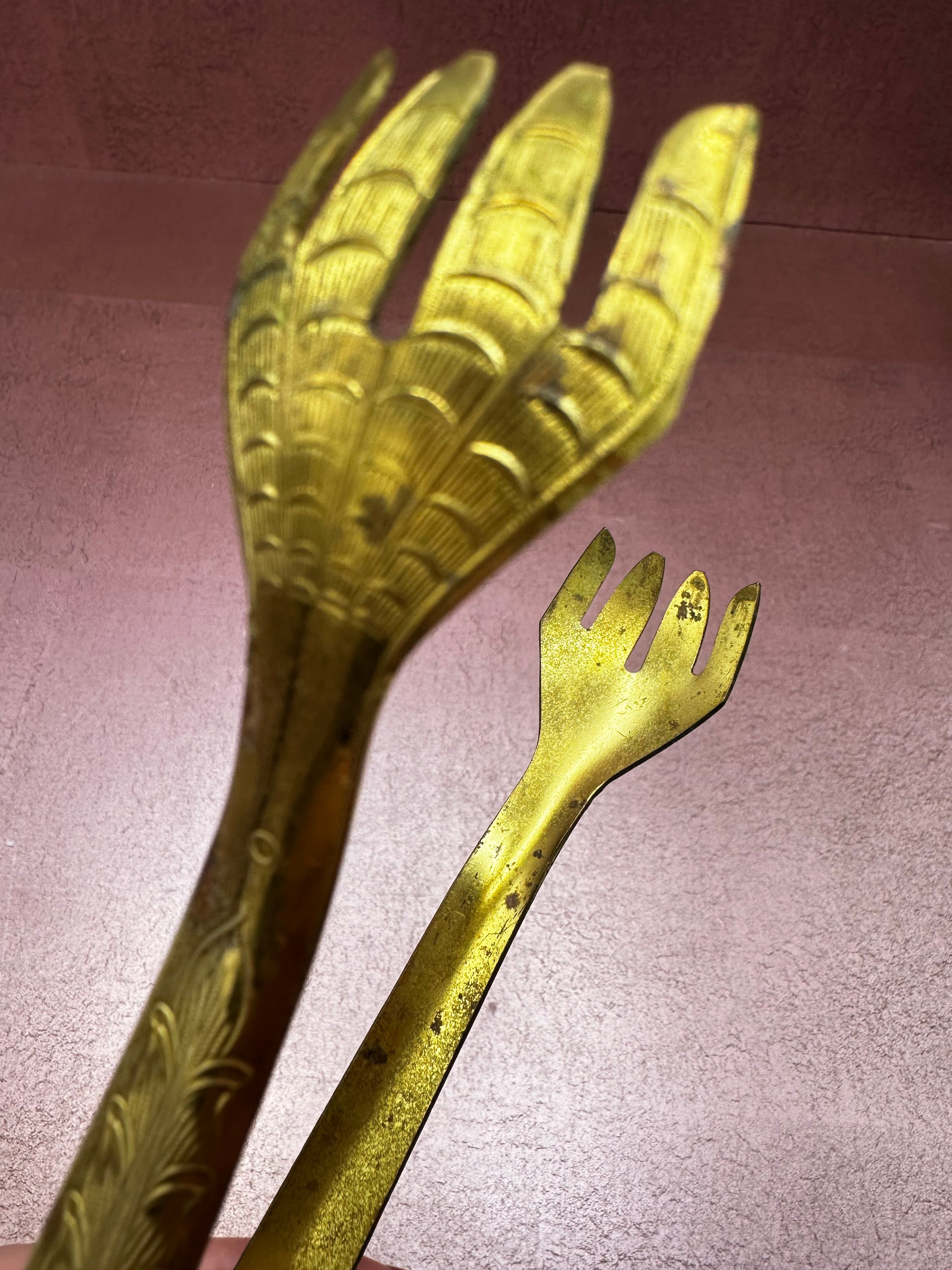 Brass Claw Etched Tongs