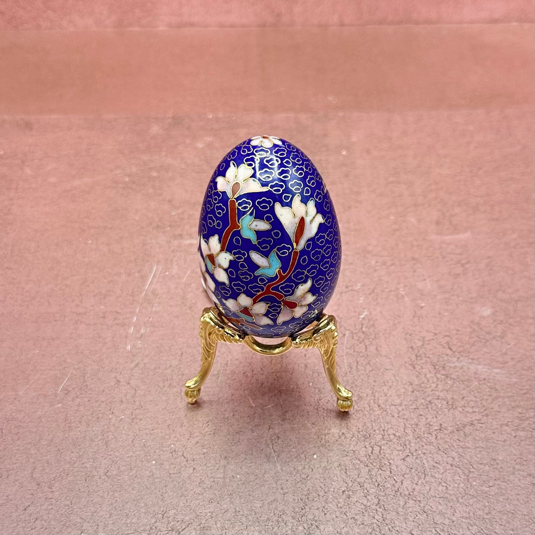 Cloisonne Blue Egg w/ Cherry Blossoms