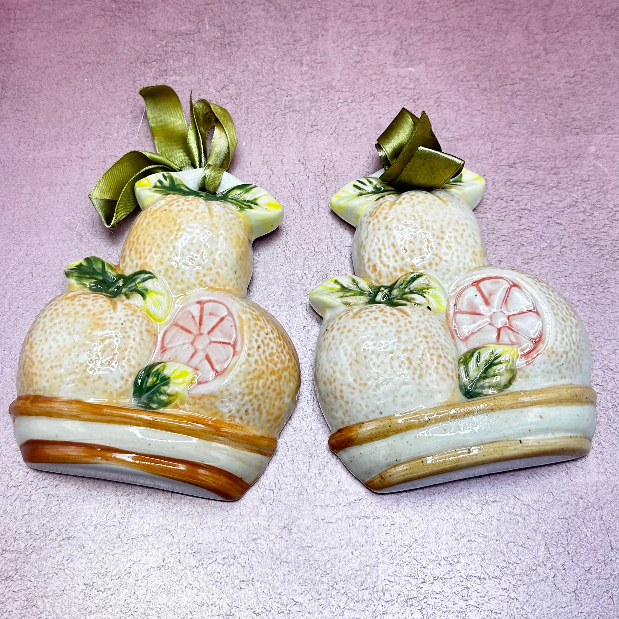 Vintage Orange Porcelain Wall Hanger