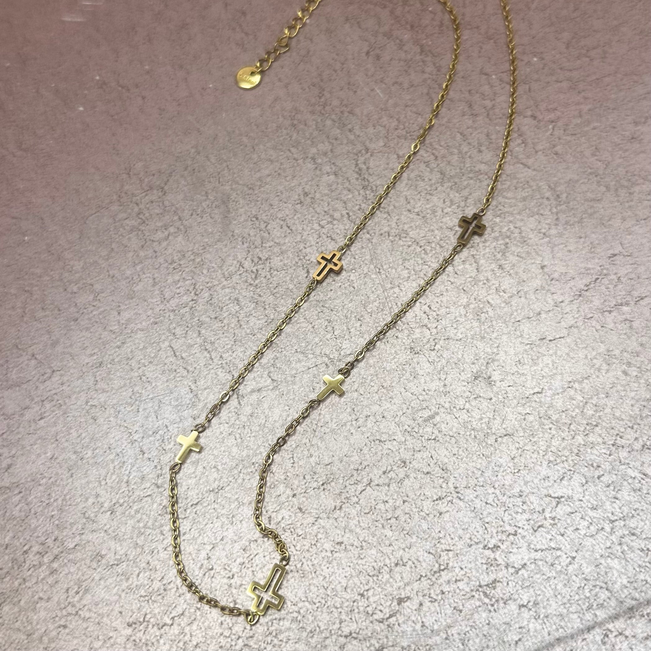 Gold Multi Cross Necklace