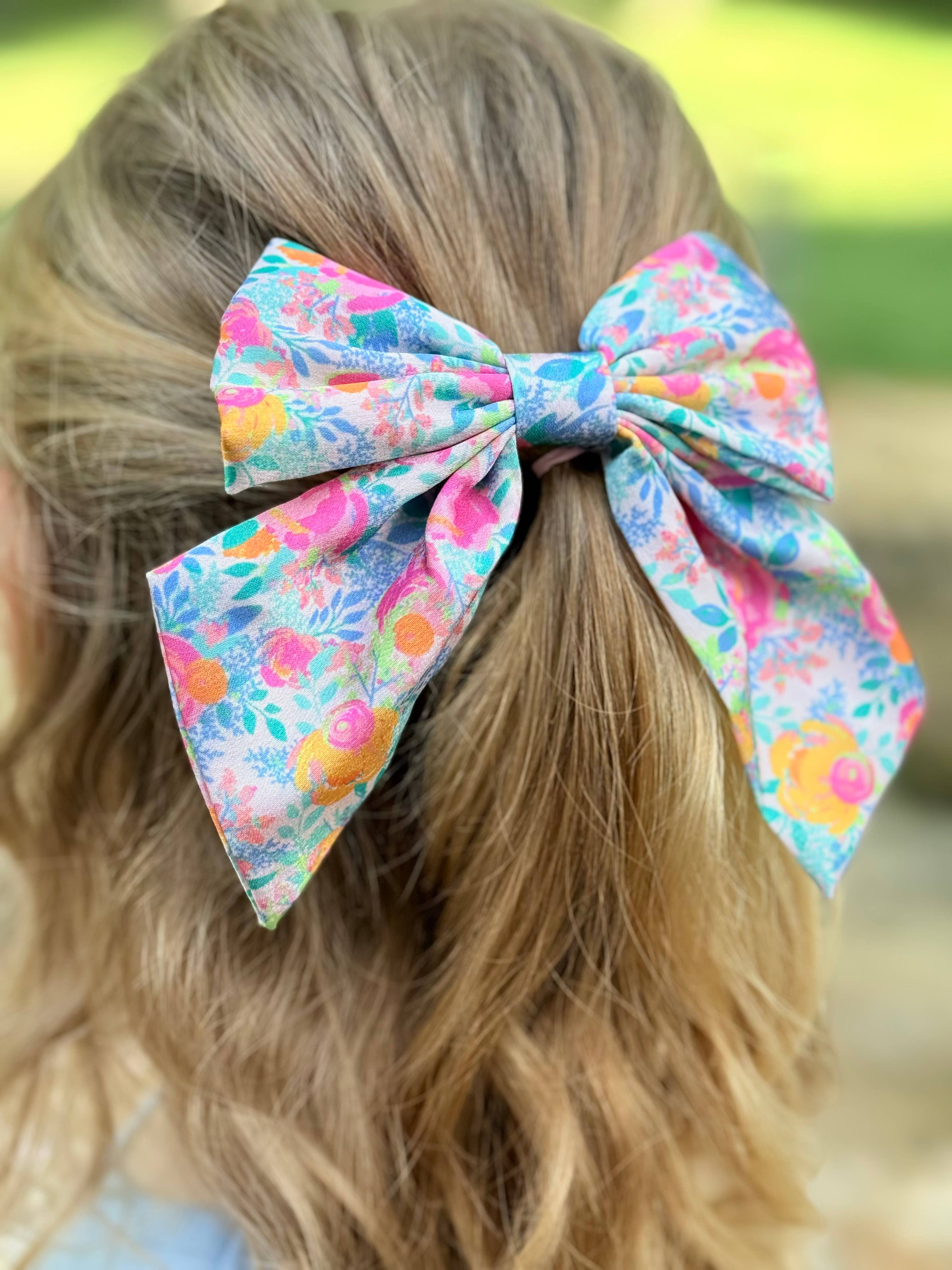 Rainbow Blossoms Hair Bow