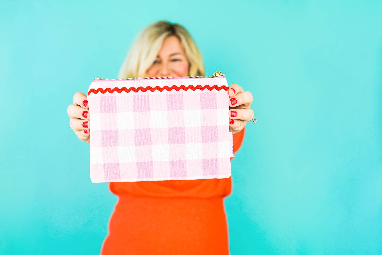Red + Pink Pom-Pom Pouch