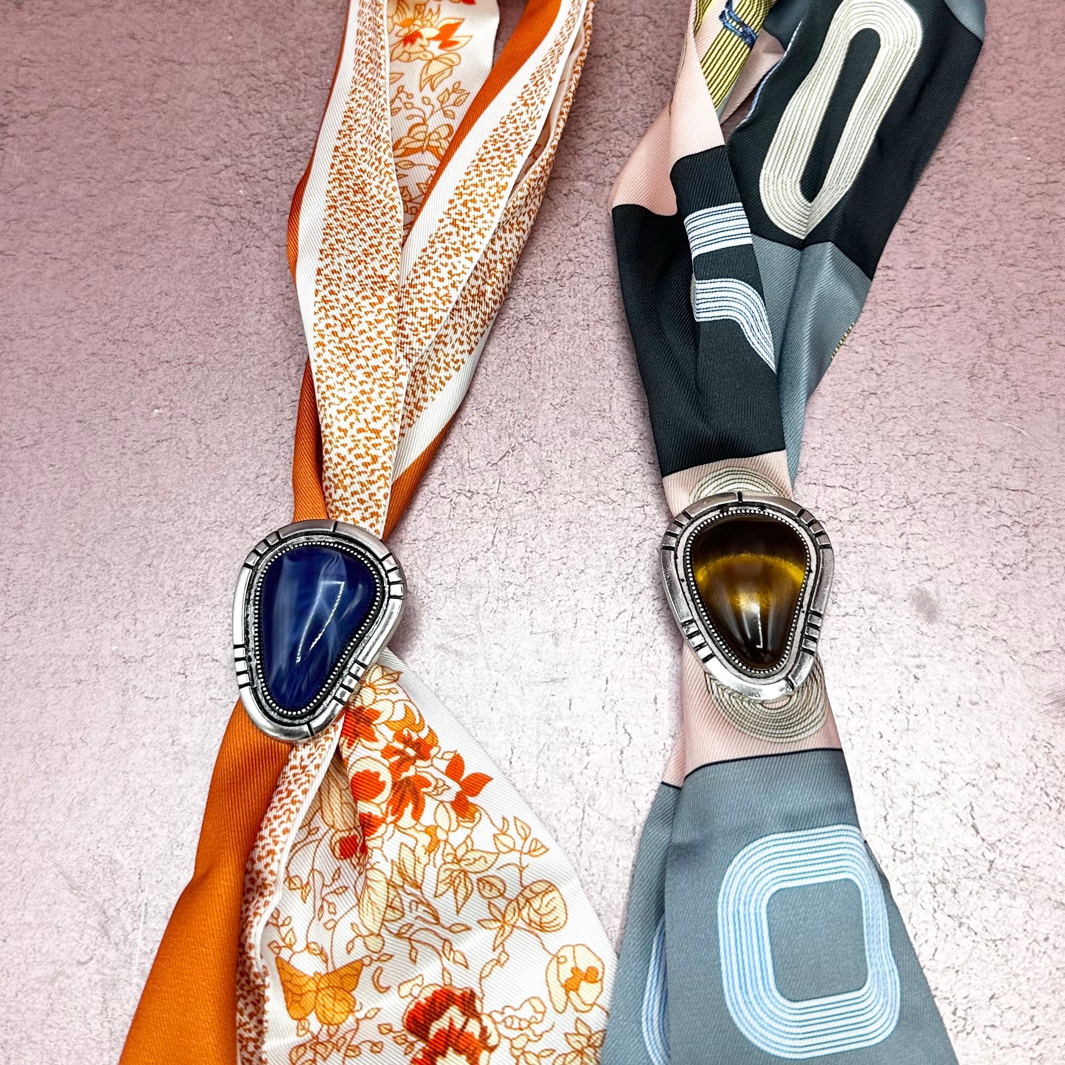 Faux Stone & Metal Scarf Bolo Accessory