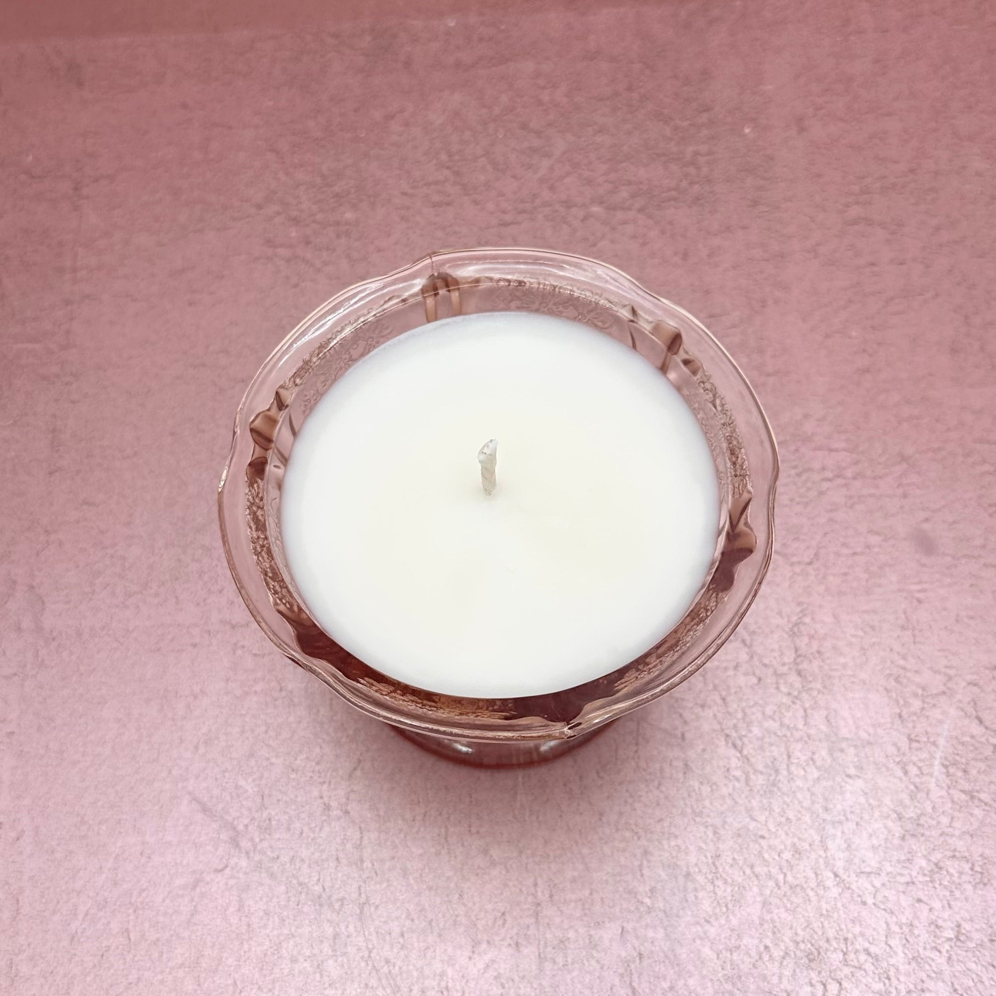Pink Etched Sherbet Pedestal Cup Candle