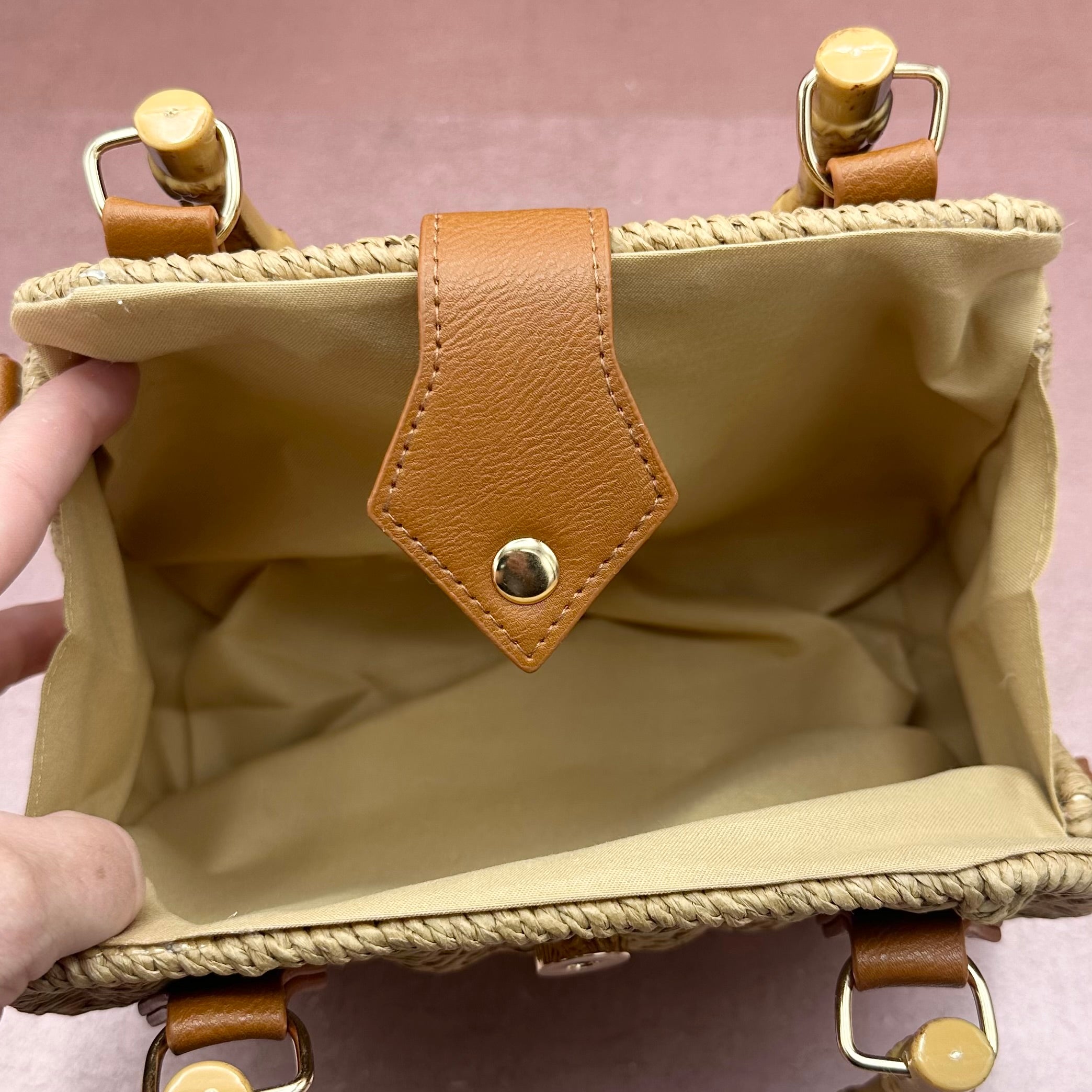 Summer Straw Tote w/ Bamboo Handle