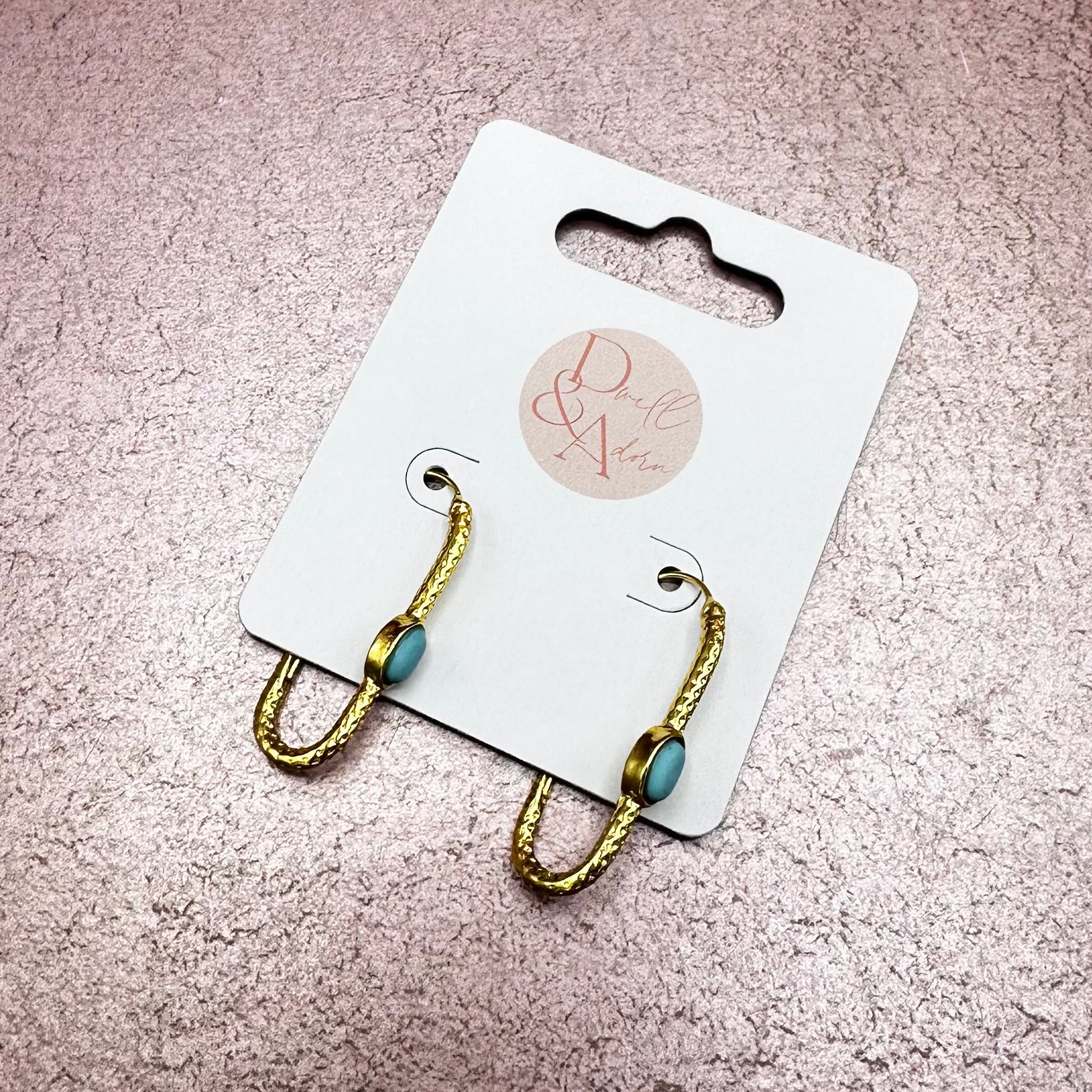 Boho Turquoise & Gold Hoop Earrings