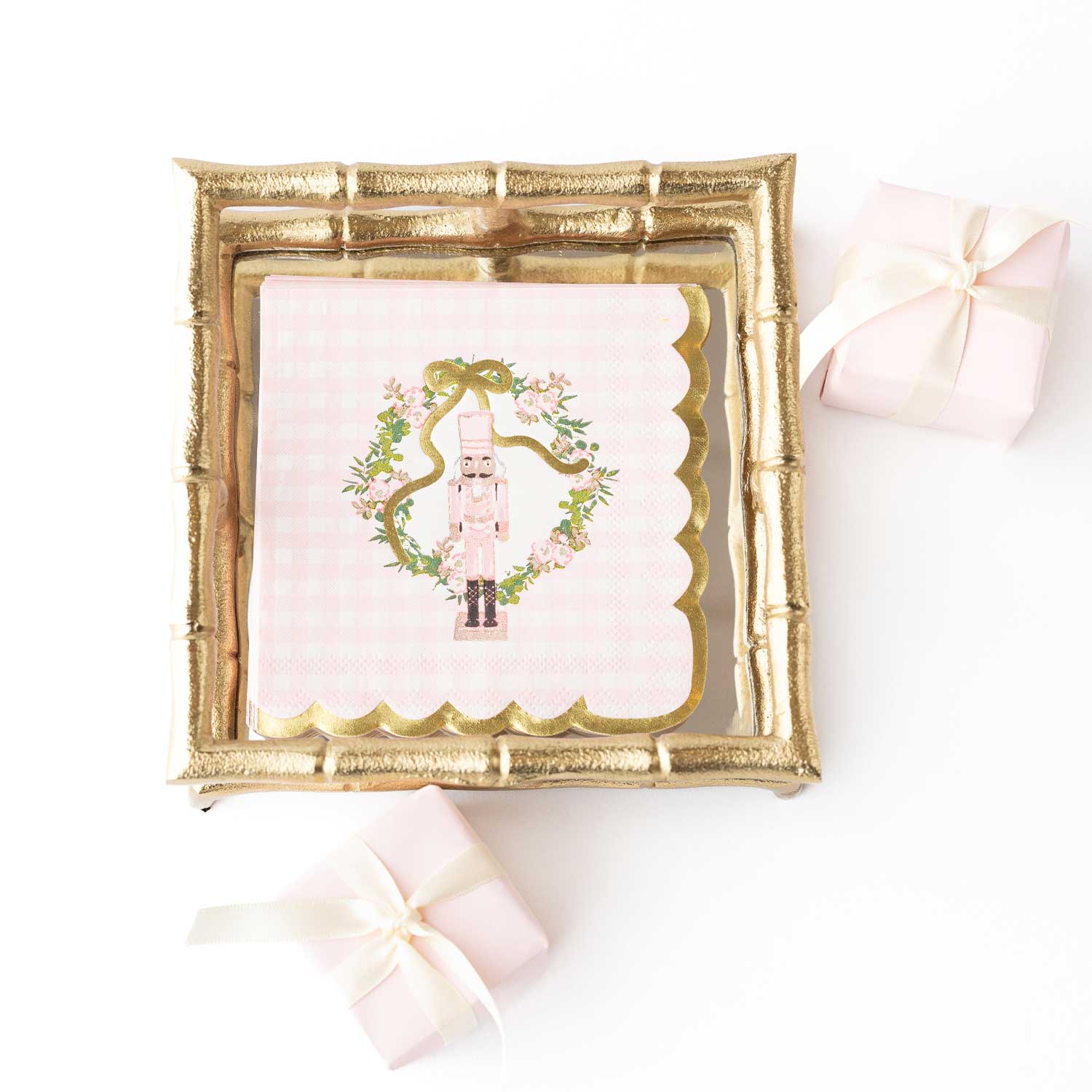 Sugarplum Gingham Paper Cocktail Napkin