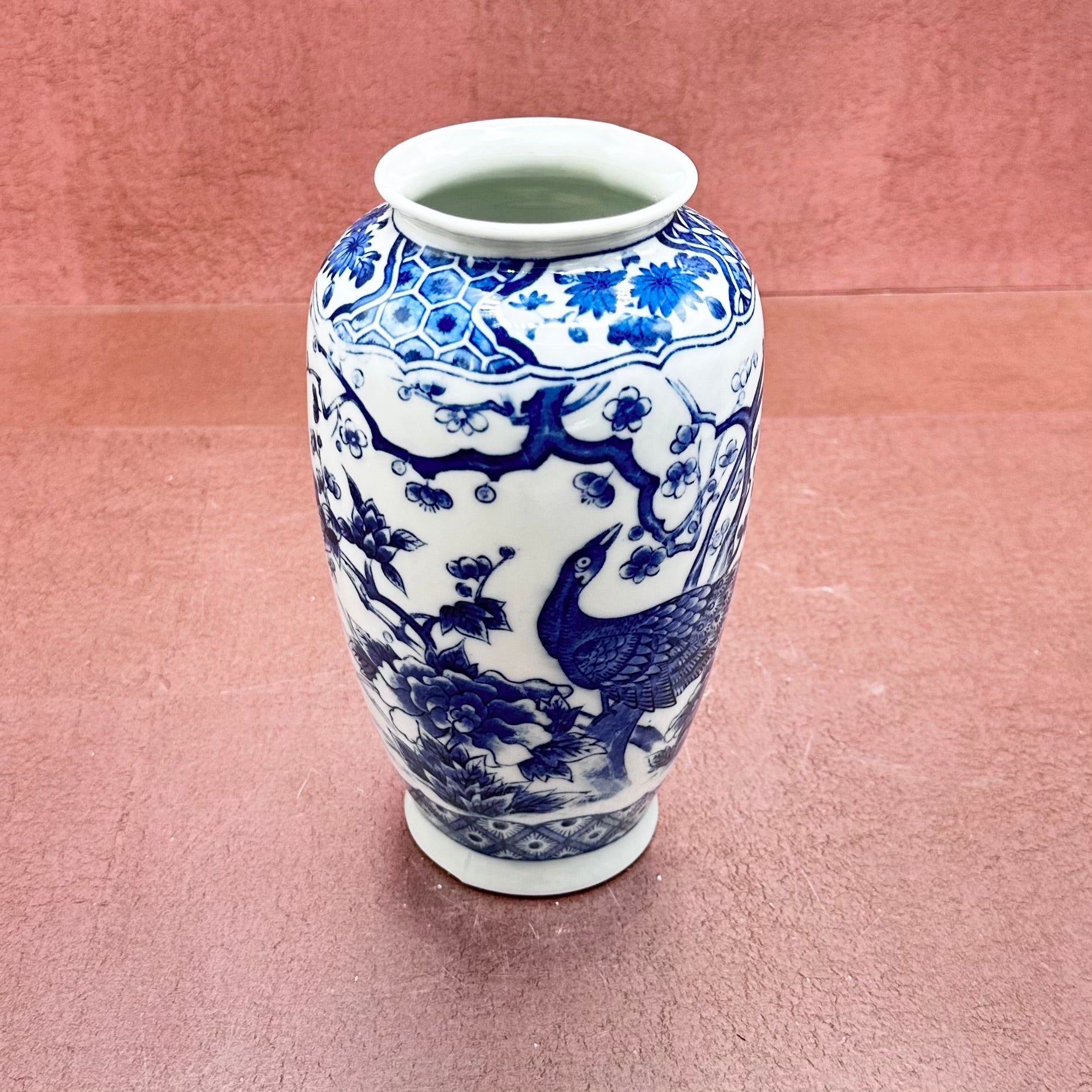Blue & White Peacock Vase