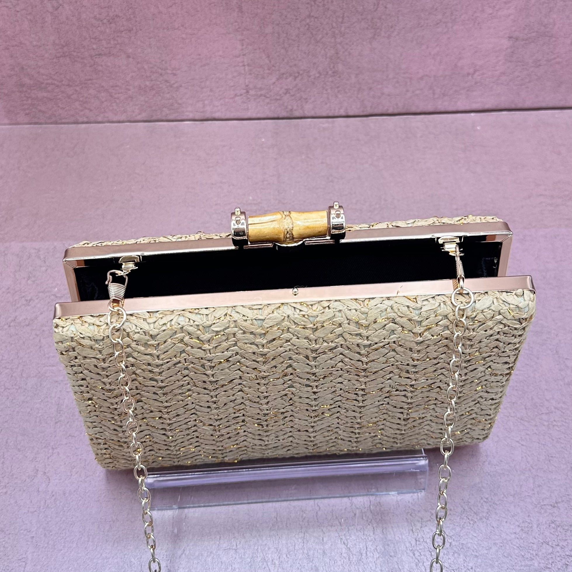 Rattan Clutch w/ Bamboo Detail