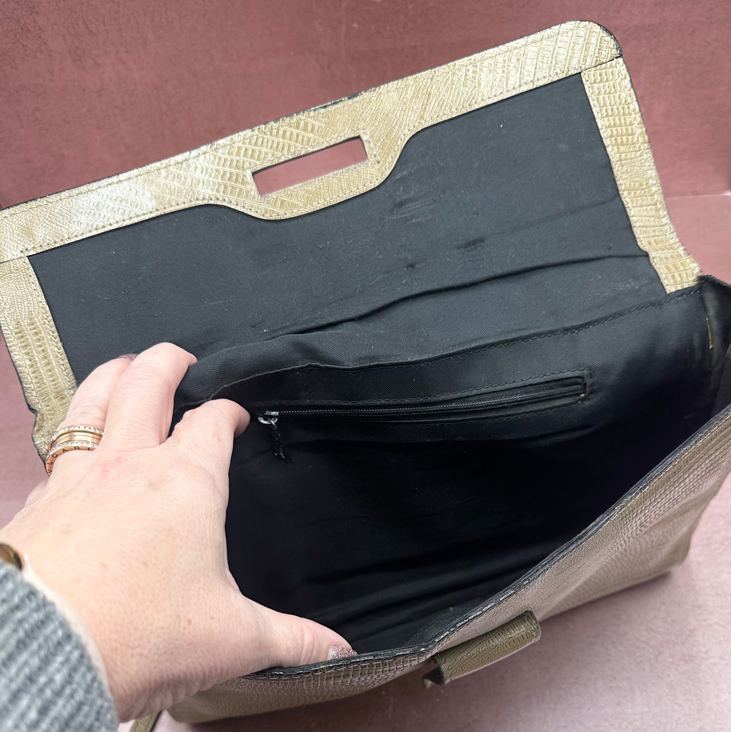 Vintage Vivacé Taupe Faux Lizard Purse