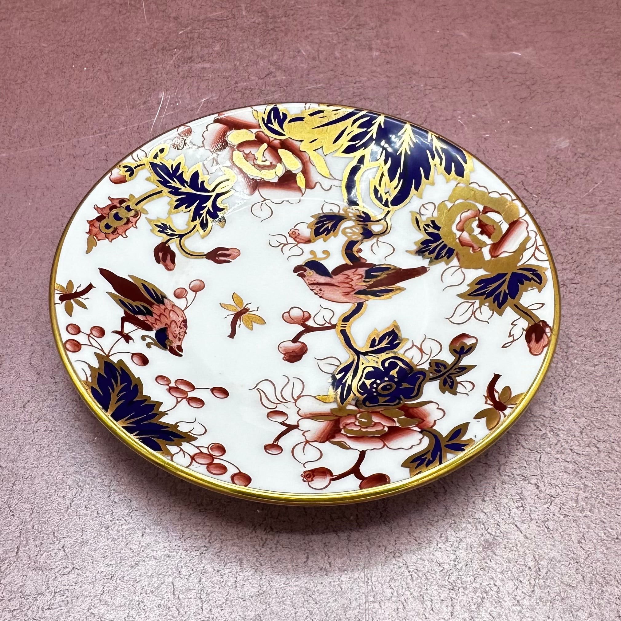 Coalport Blue & red Floral w/ Bird Saucers