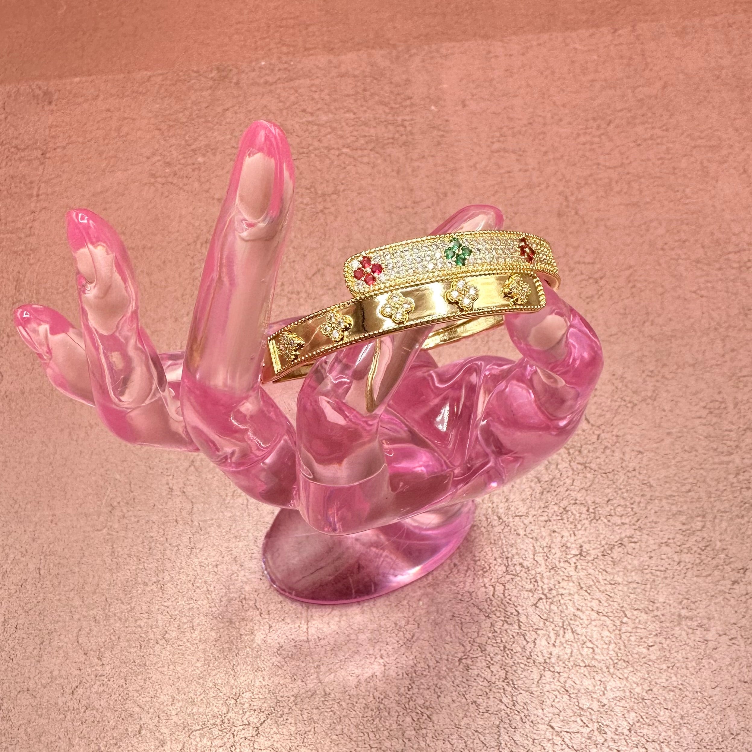 Multicolored Gold Clover Bracelet