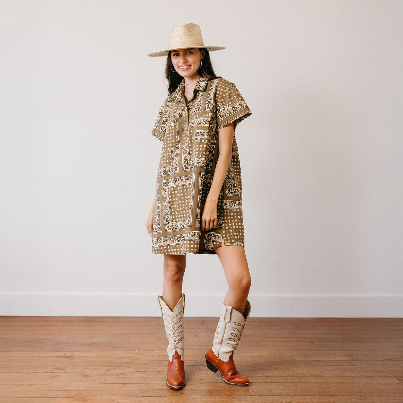 Olive Bandana Getaway Mini Dress