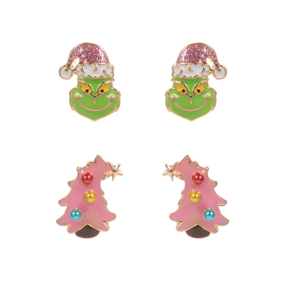 Grinch Enamel Stud Earrings