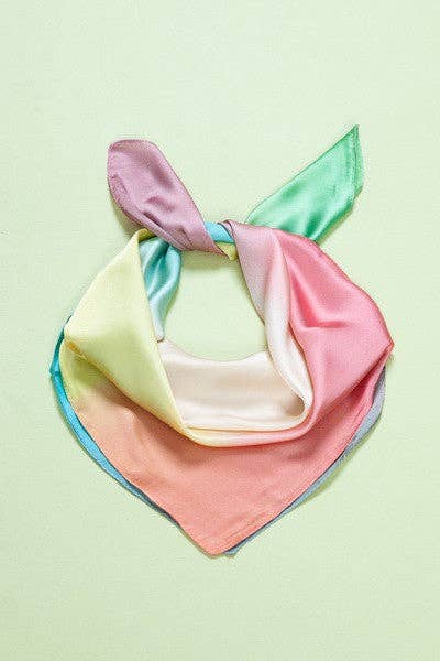 Ombre Rainbow Print Silky Scarf