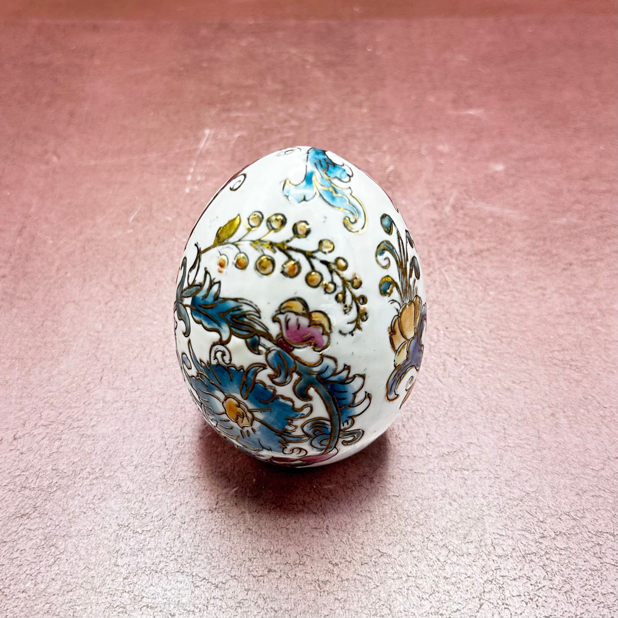 Vintage Porcelain Egg Floral Hand Painted