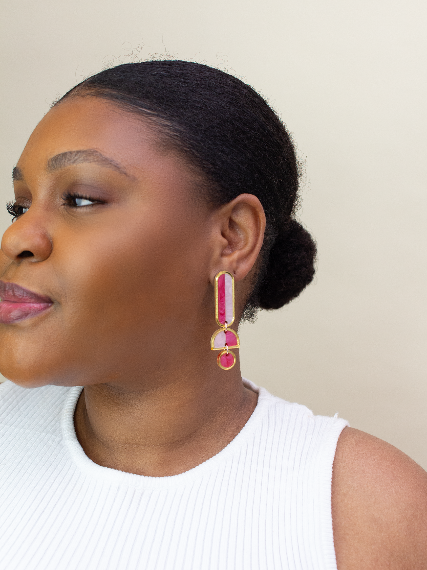 Lanie Pink Gold Colorful Acrylic Dangle Earrings