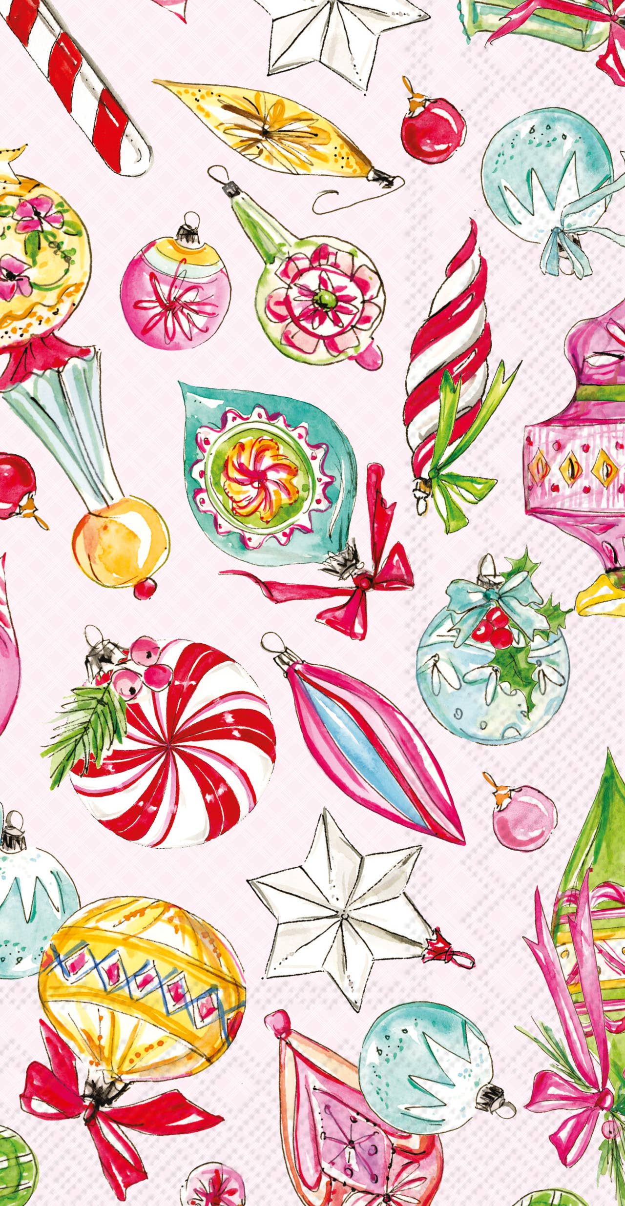 Vintage Pink Ornaments Paper Guest Towel Napkins