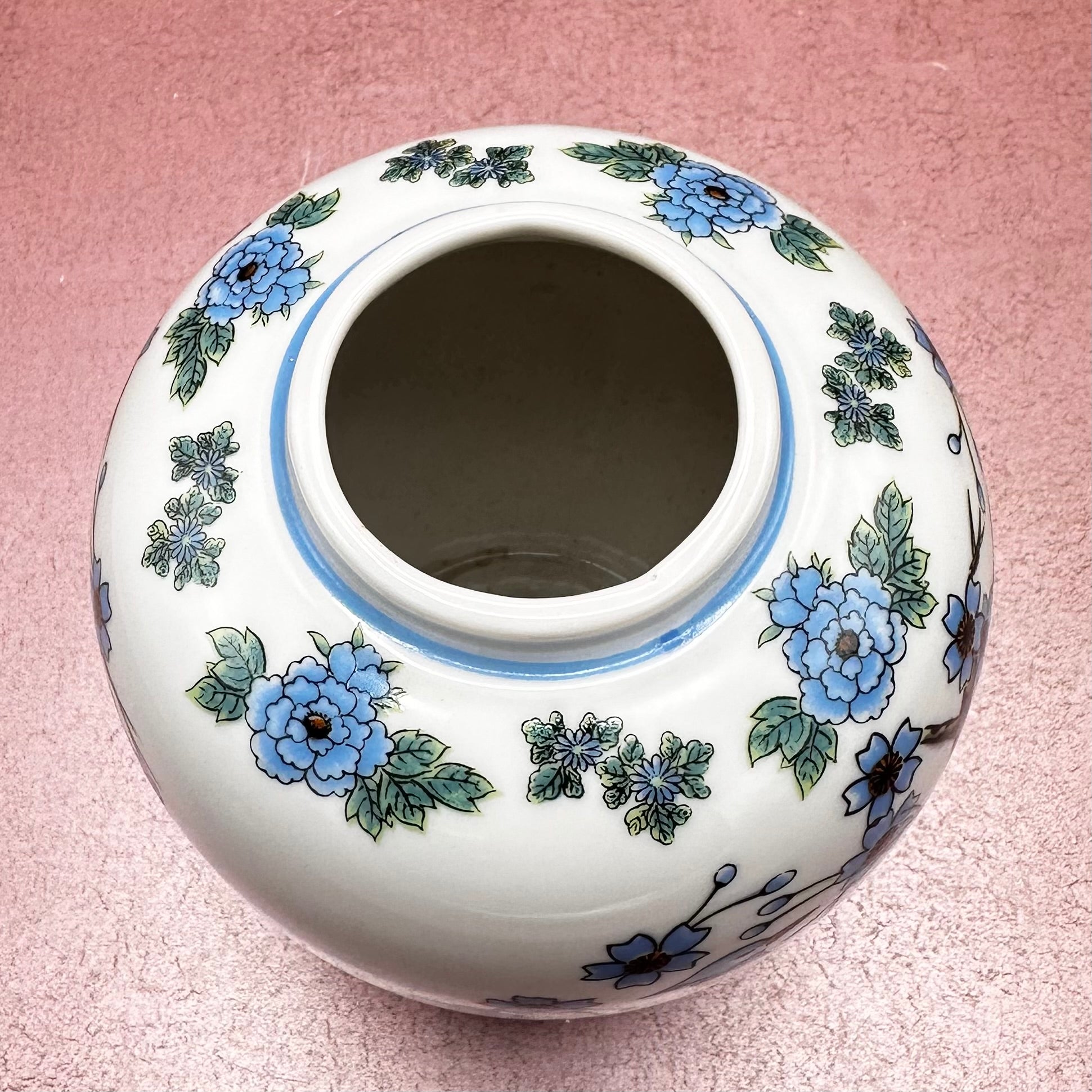 Takahashi Blue & Green Bird Ginger Jar