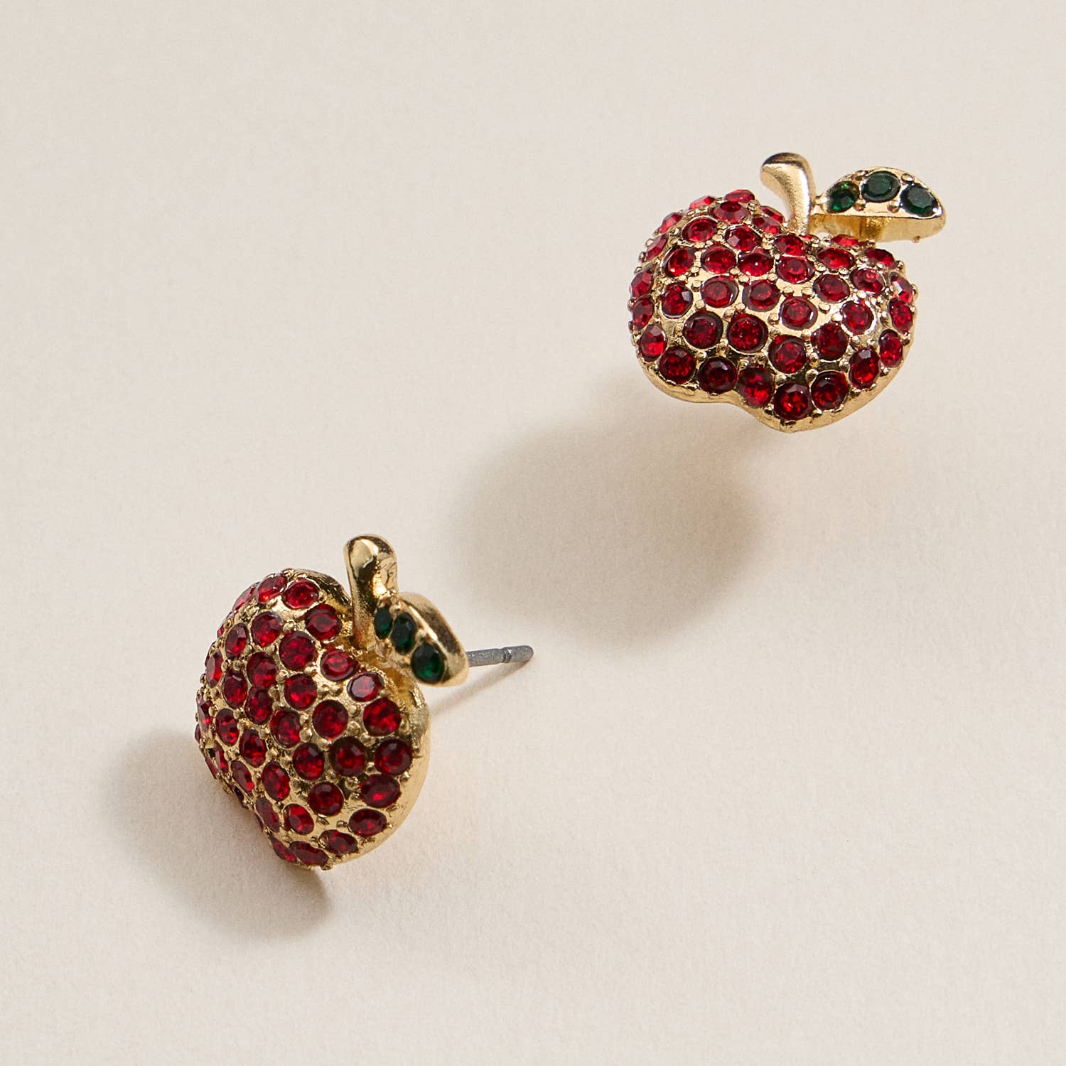 Rhinestone Apple Stud Earrings
