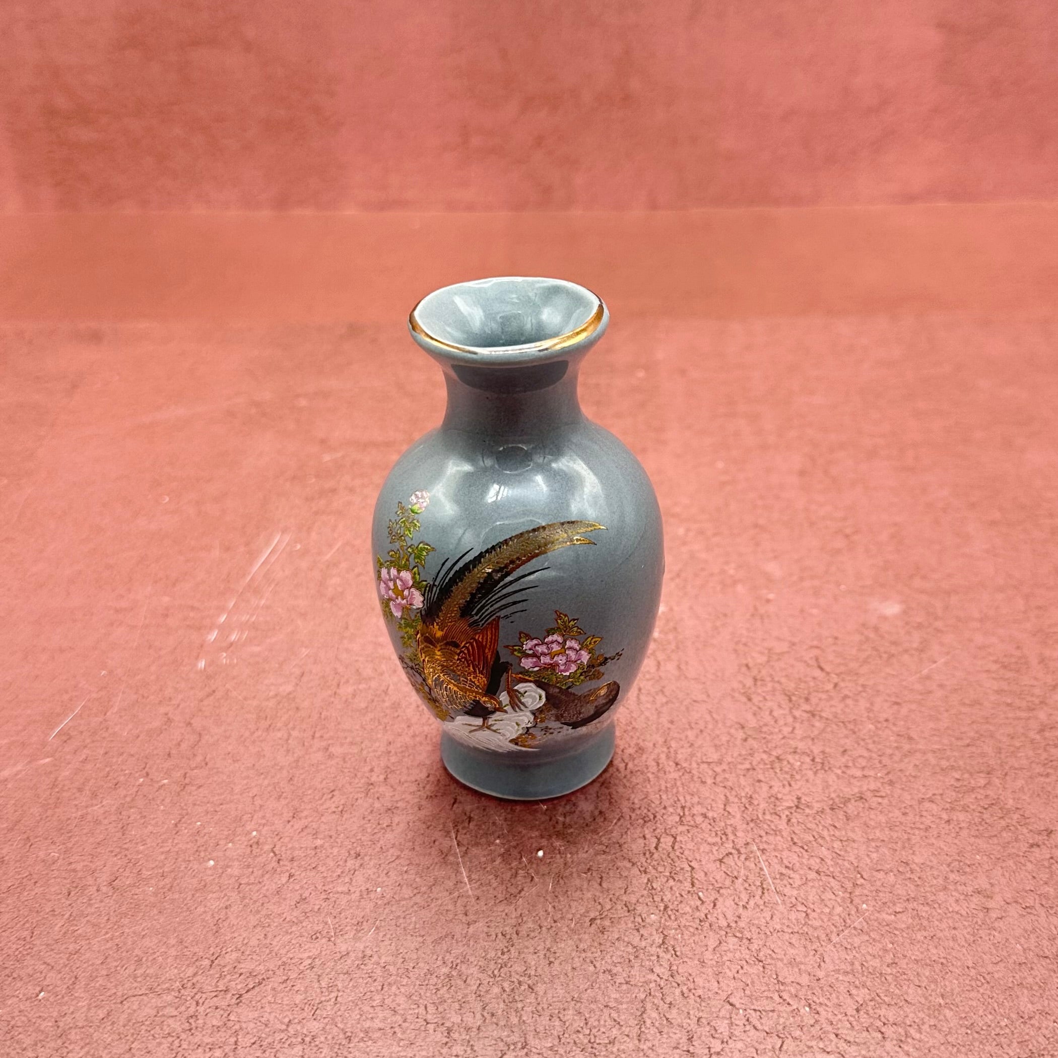 Mini Gray Blue Hand Painted Chinese Vases