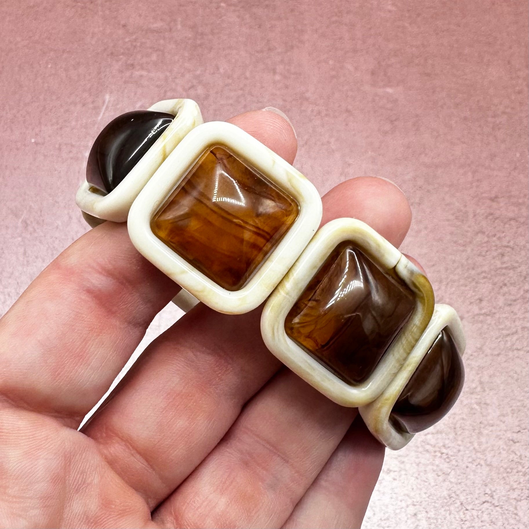 Chunky Square Resin Stretch Bracelet