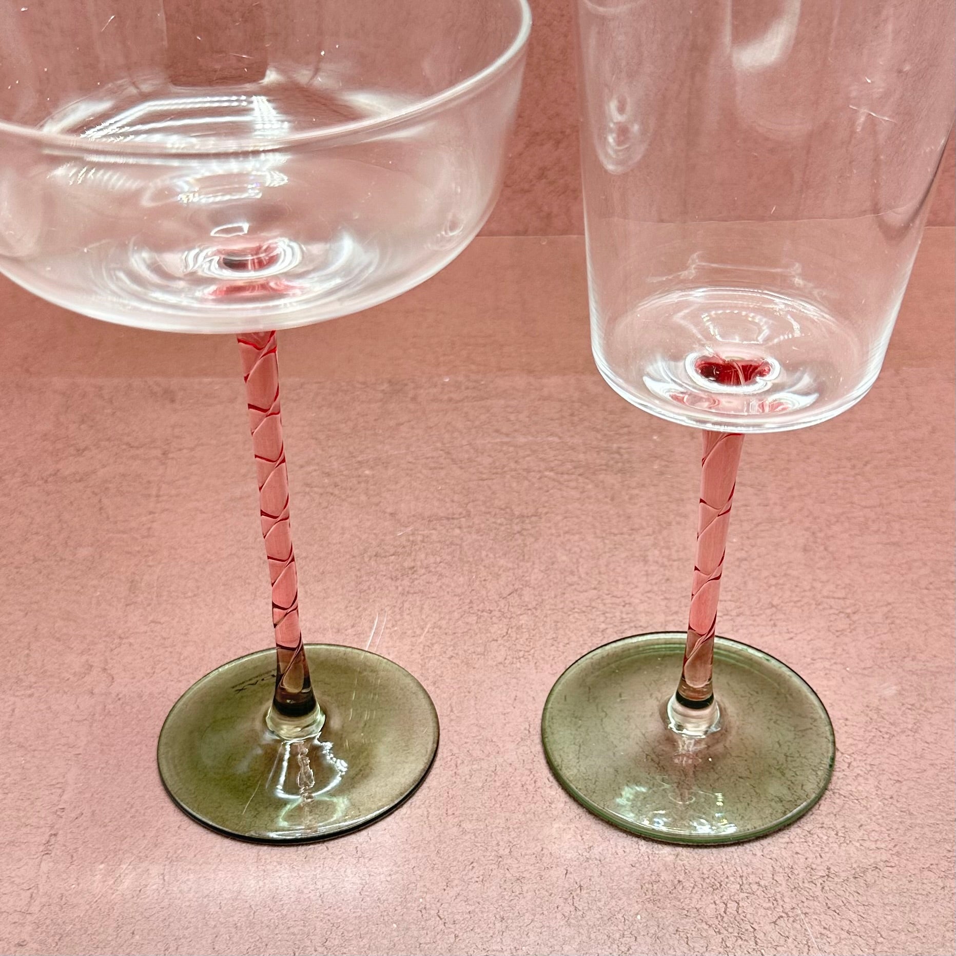 Vicenza Coupe Glass Green & Pink