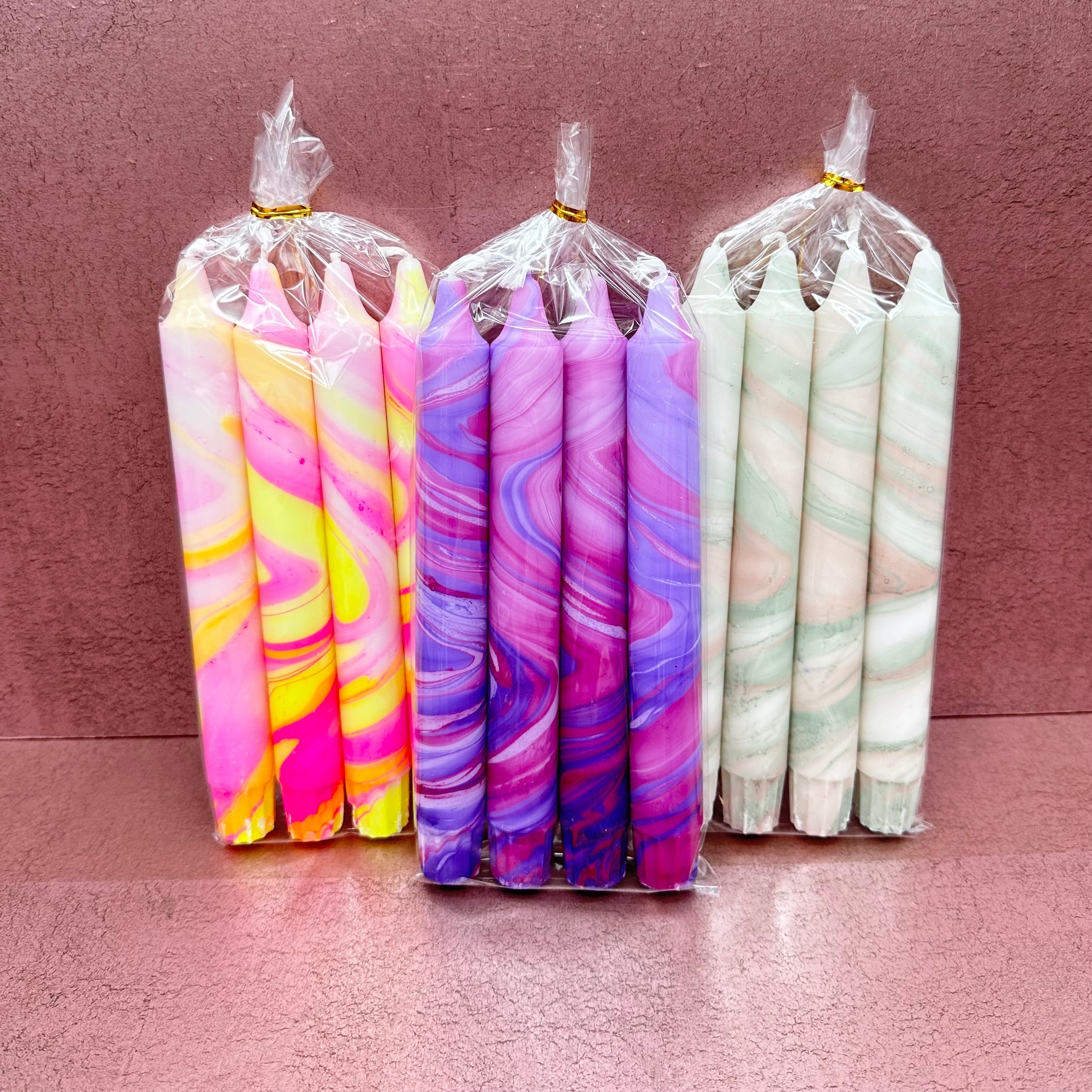 Tapered Marble Candles Set of 4