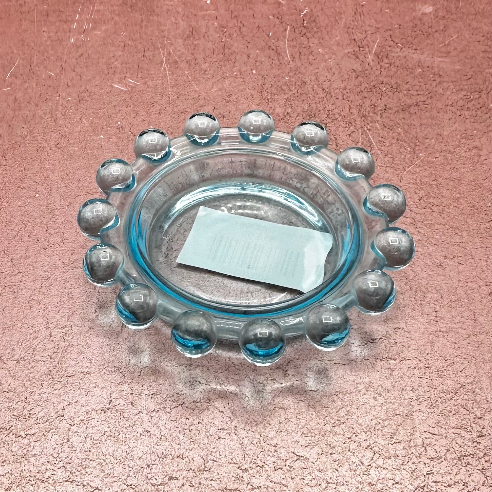 Vintage Aqua Dot Edge Round Dish