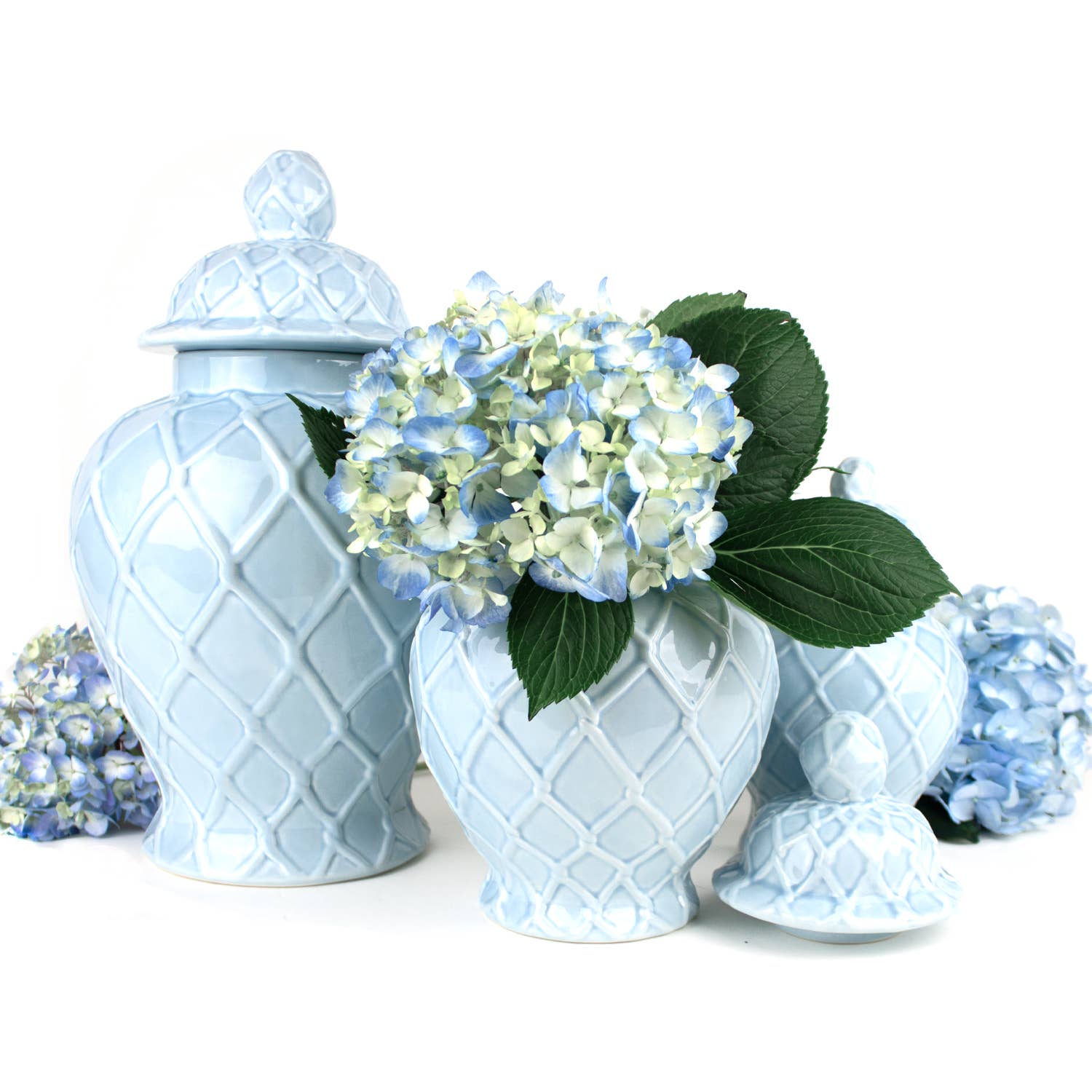 Light Blue Textured Ginger Jar Small