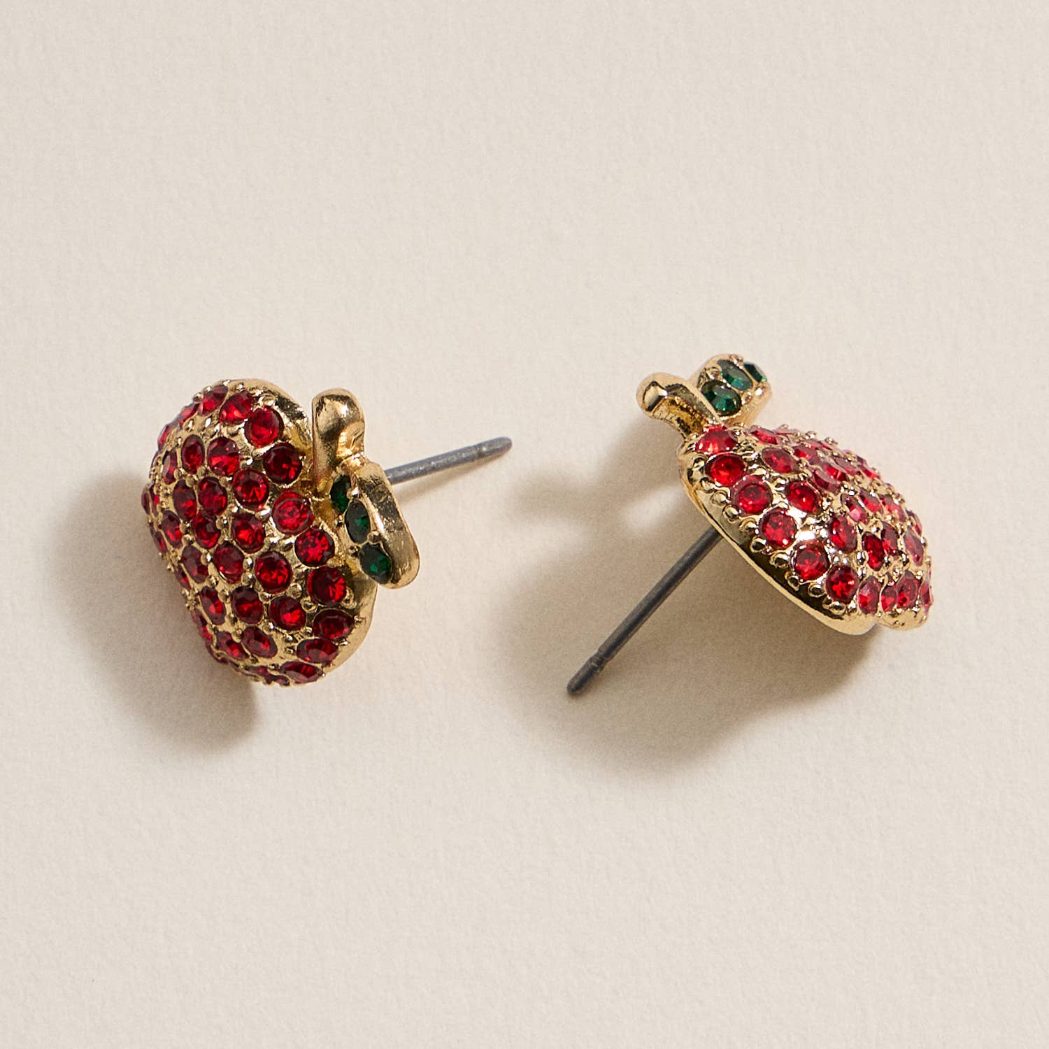 Rhinestone Apple Stud Earrings