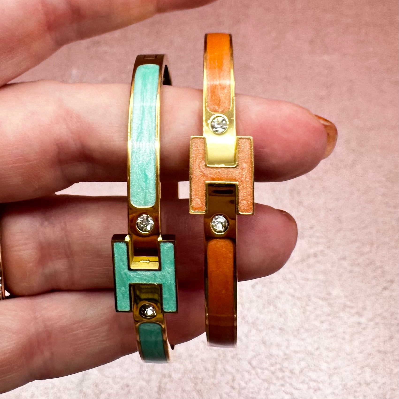 Enamel H Hinge Bracelet