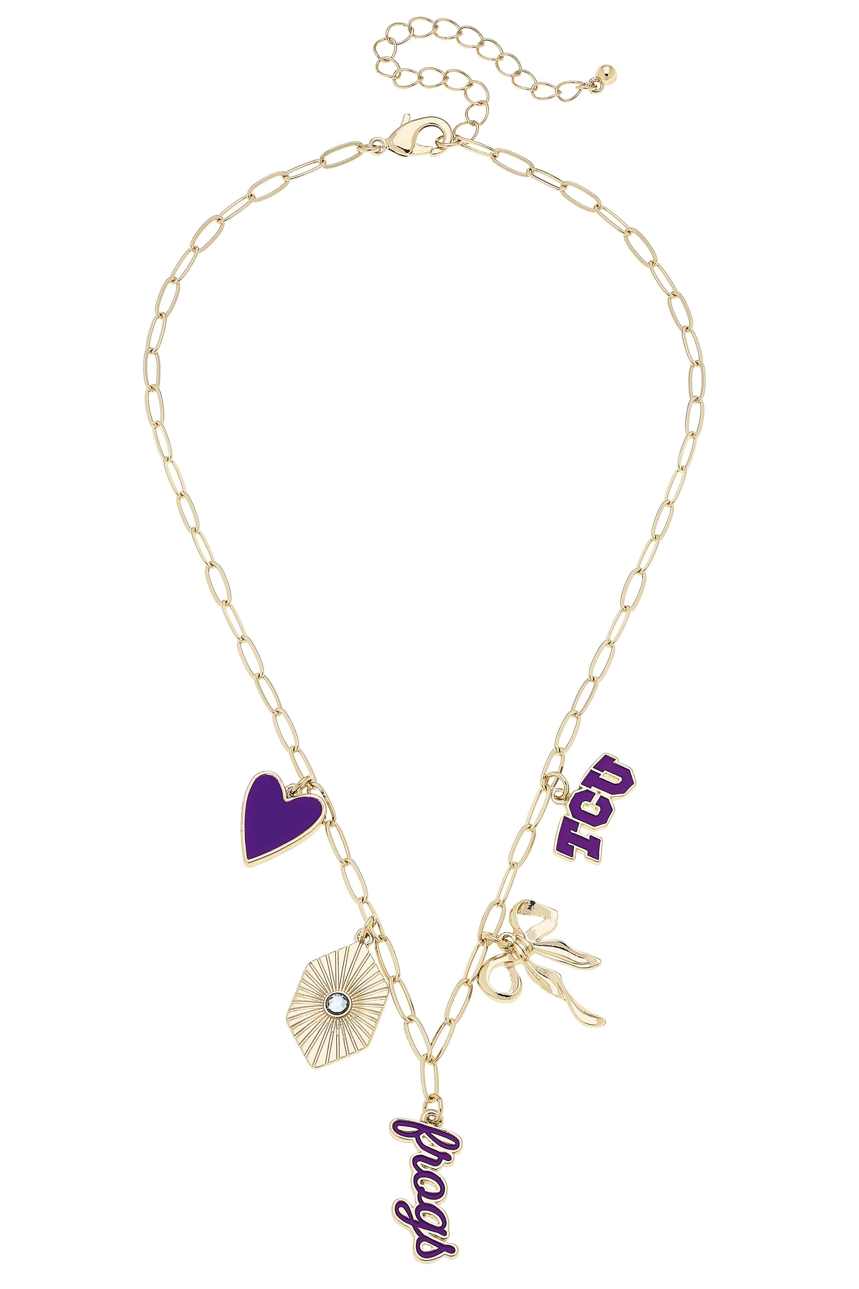 TCU Horned Frogs Paper Clip Charm Necklace