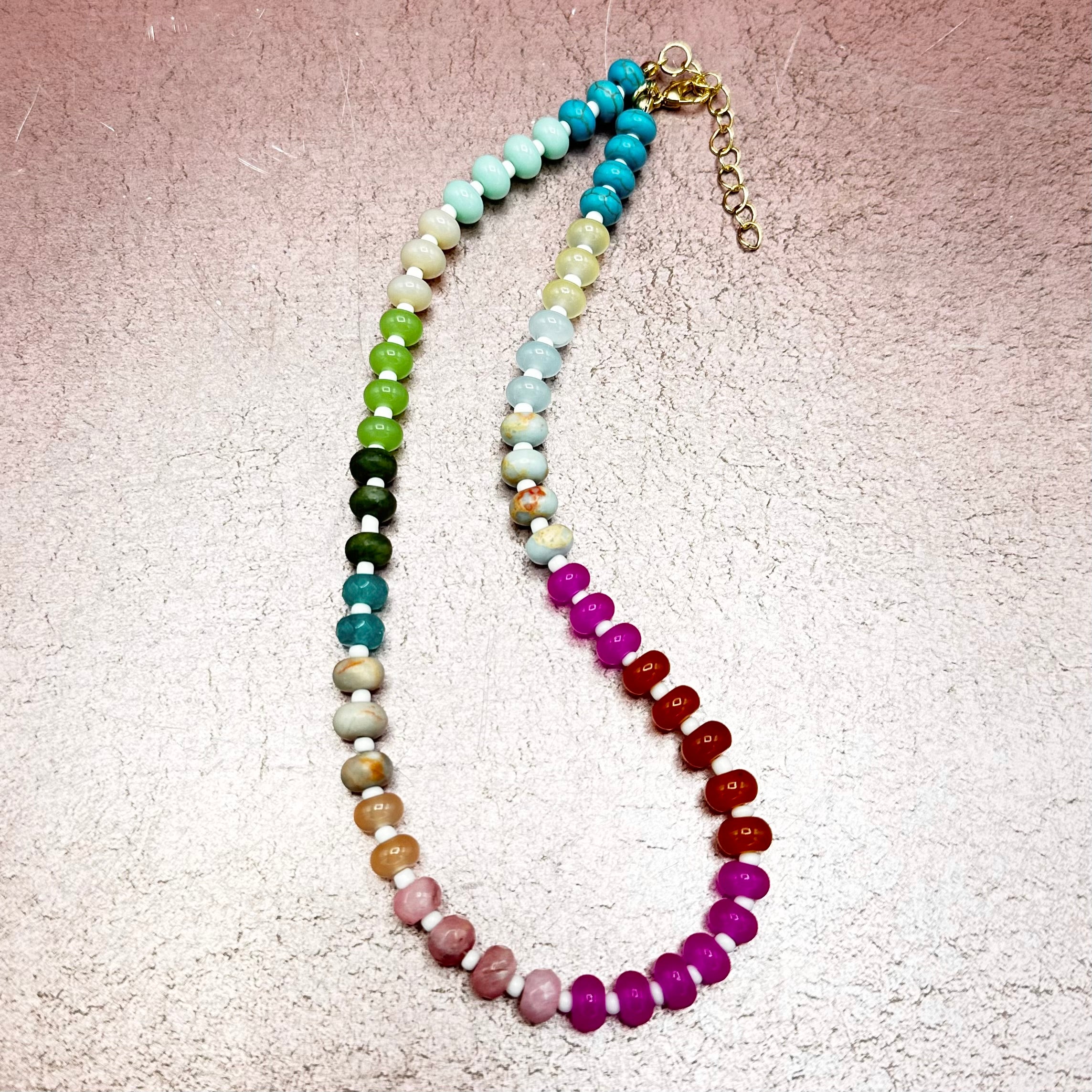 Stone Beaded Multicolored Necklace Boho