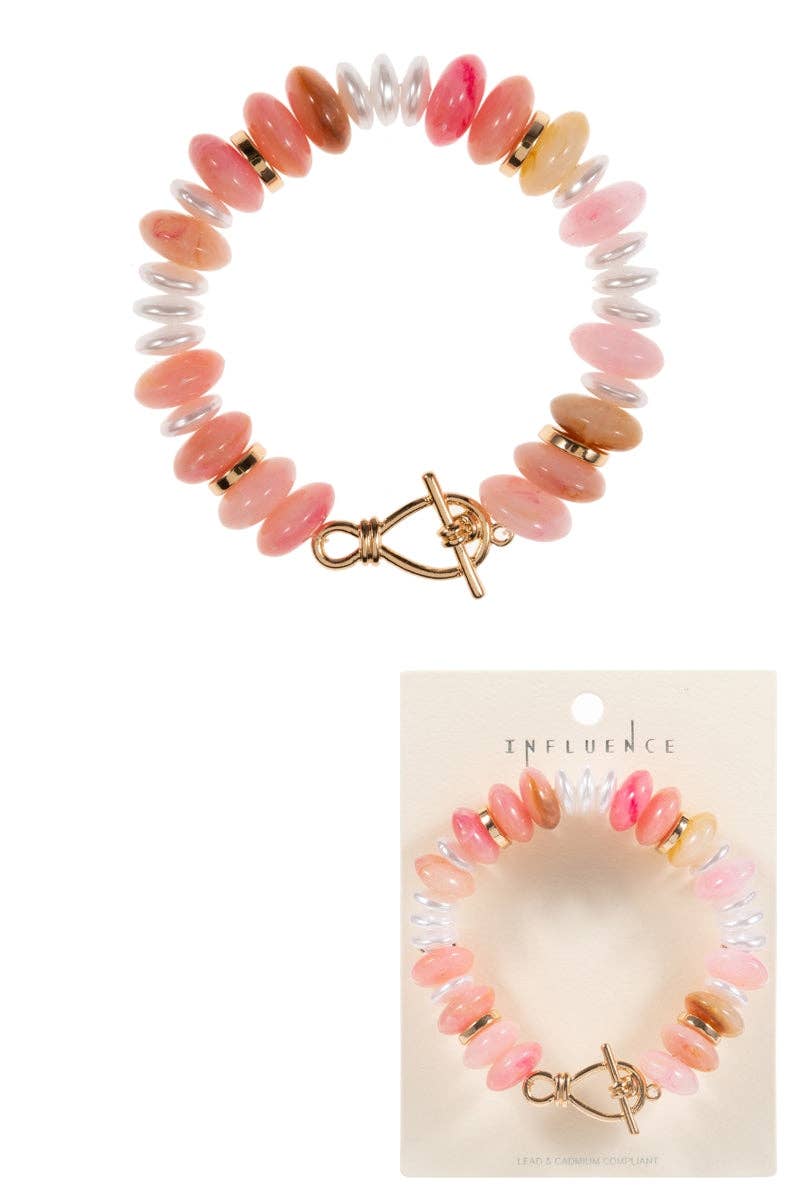 Disk Beaded Ombre Stretch Bracelet