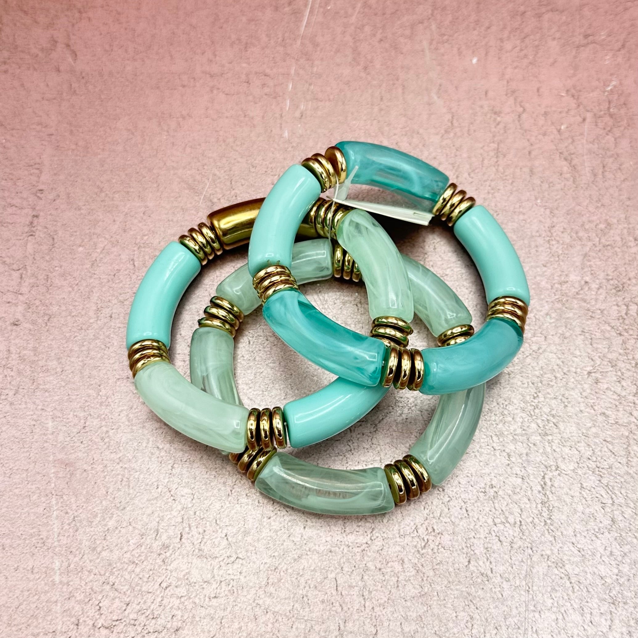 Acrylic Tube Stretch Bracelet Set of 3