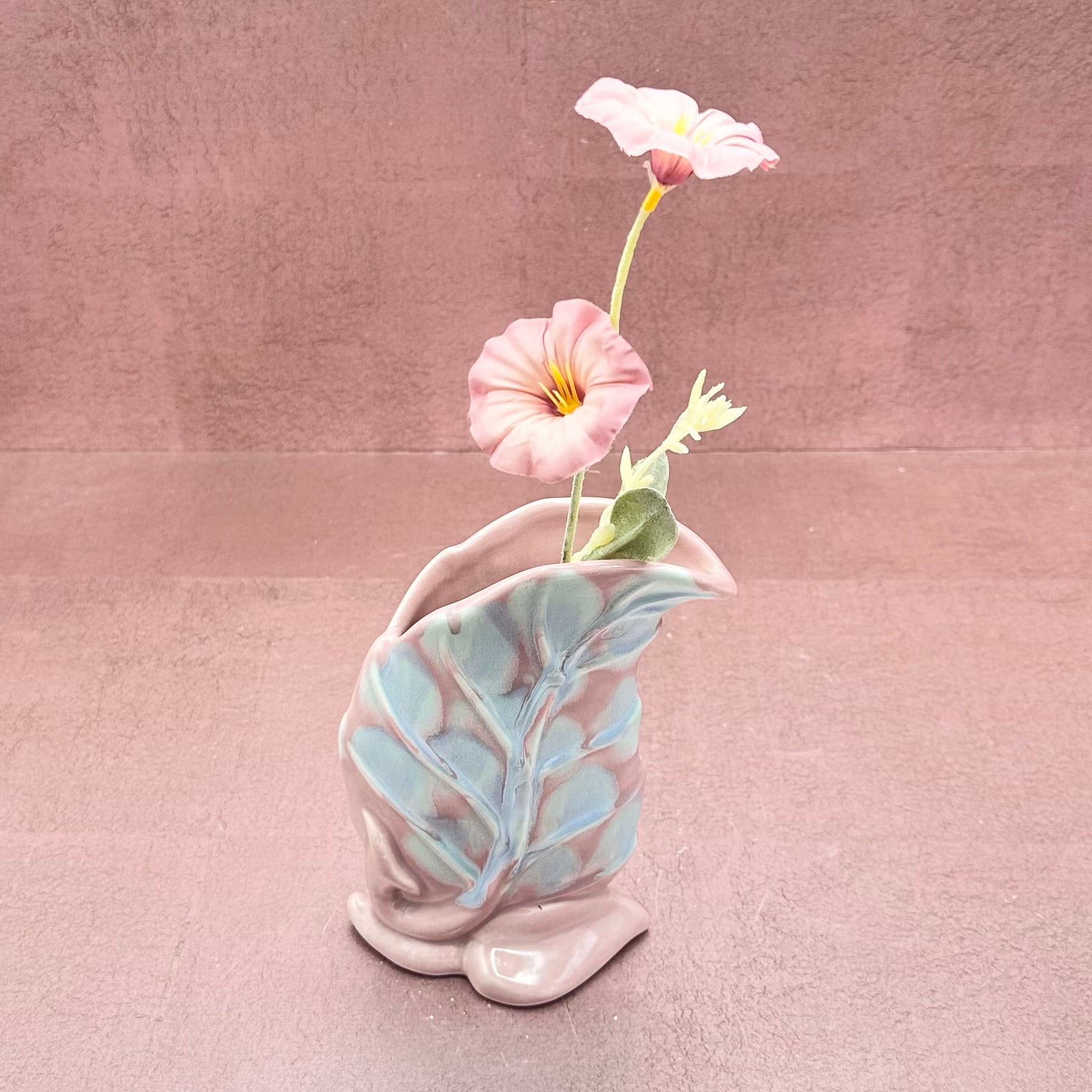 Pink & Blue Leaf Vase