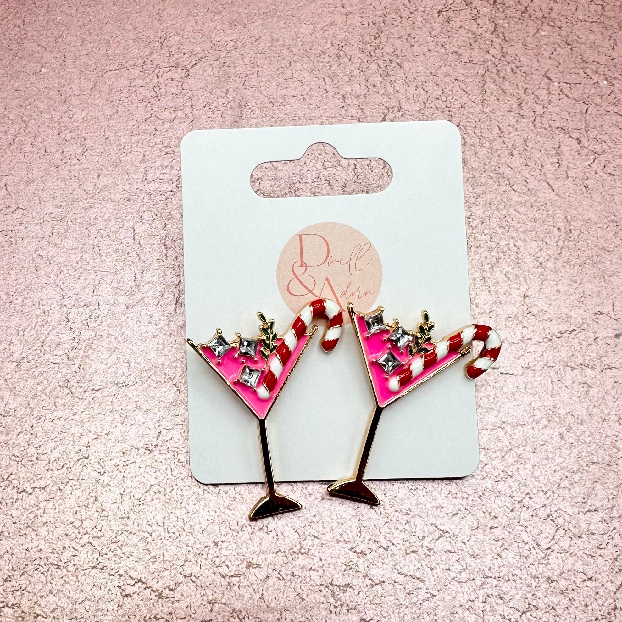 Candy Cane Martini Earrings