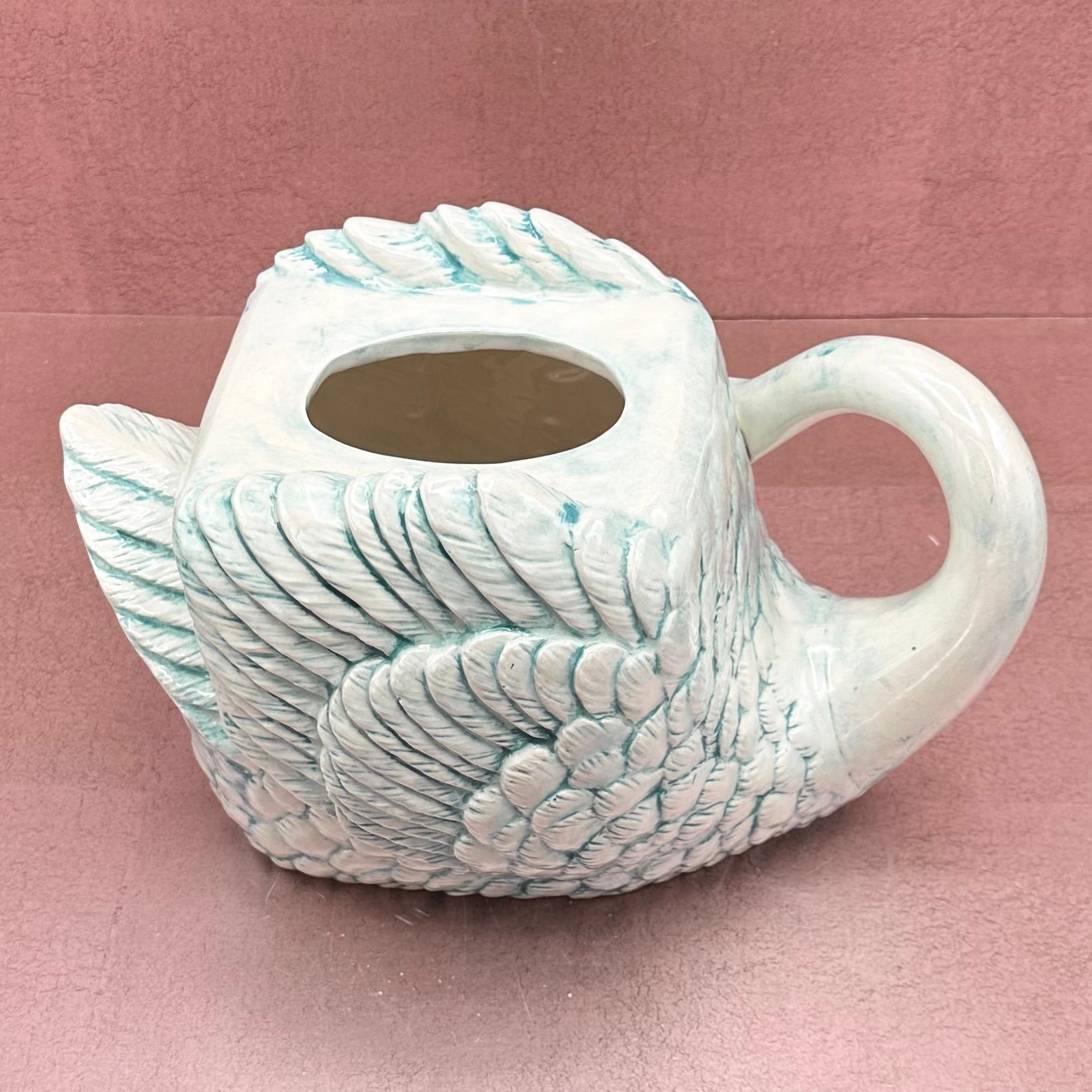 Aqua Vintage Swan Tissue Box Holder