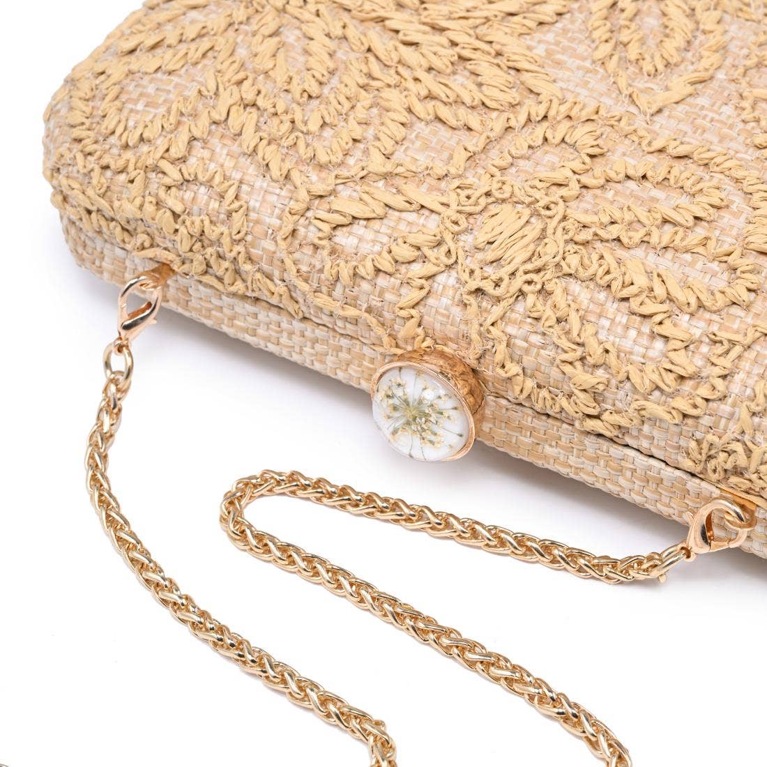 Carter Floral Natural Clutch