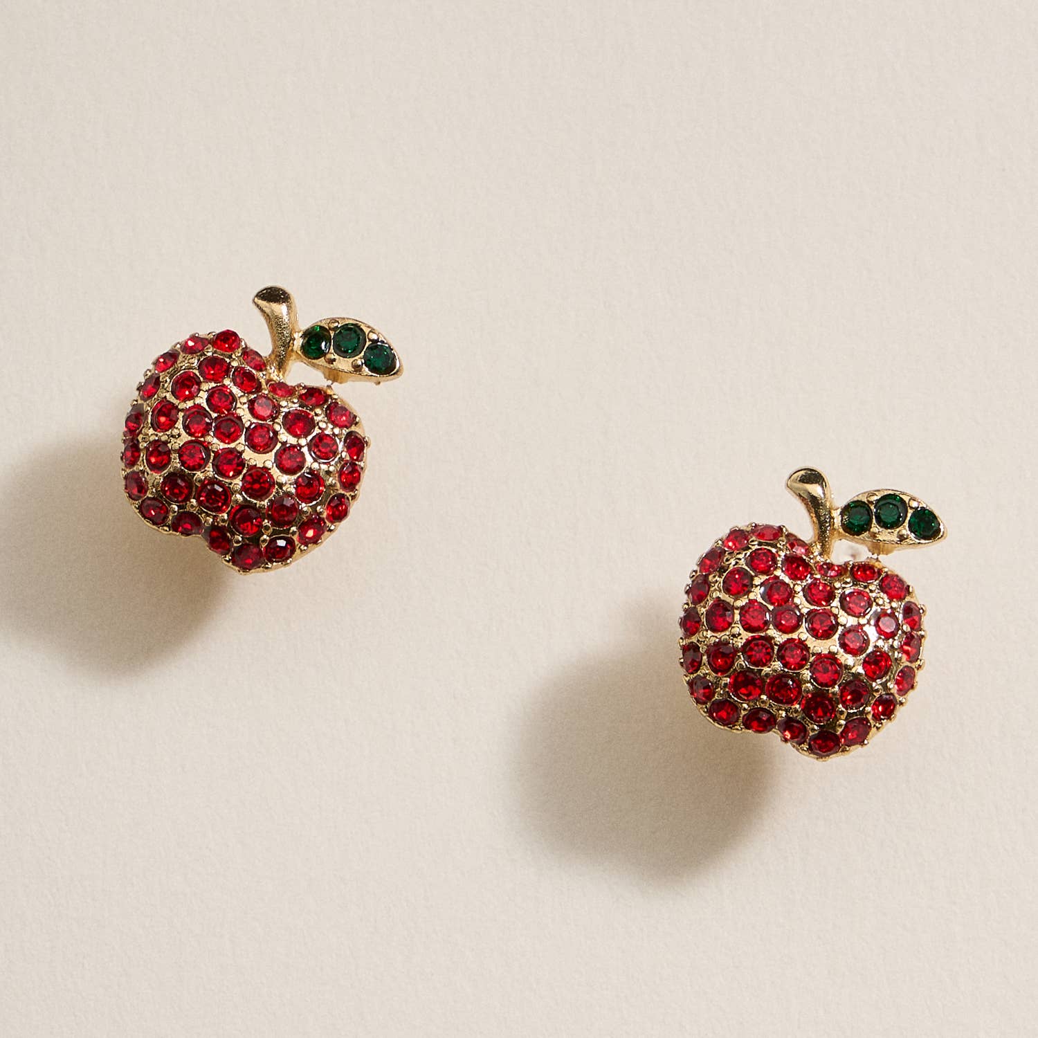 Rhinestone Apple Stud Earrings