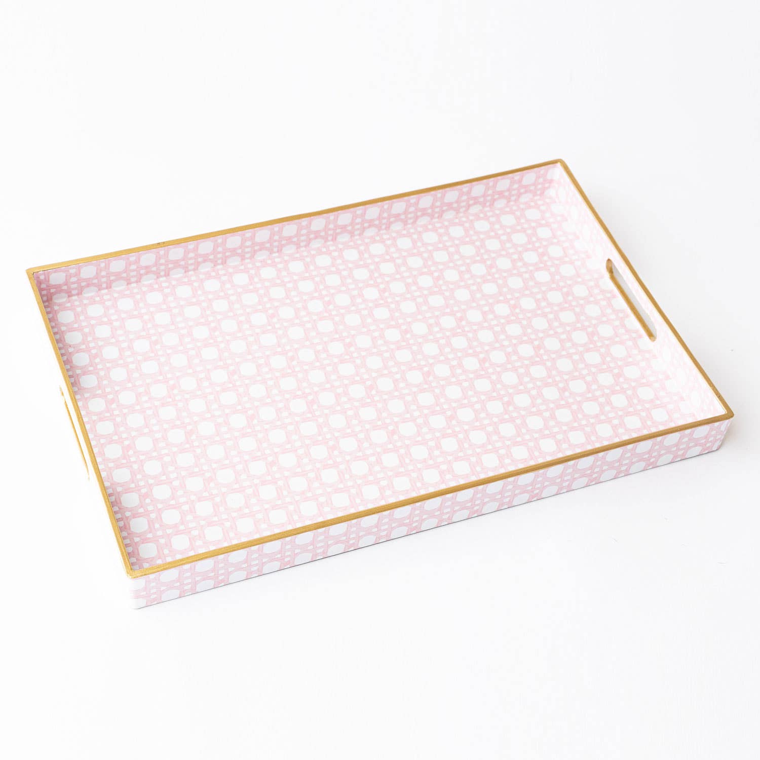 Pink Cane Rectangular Tray