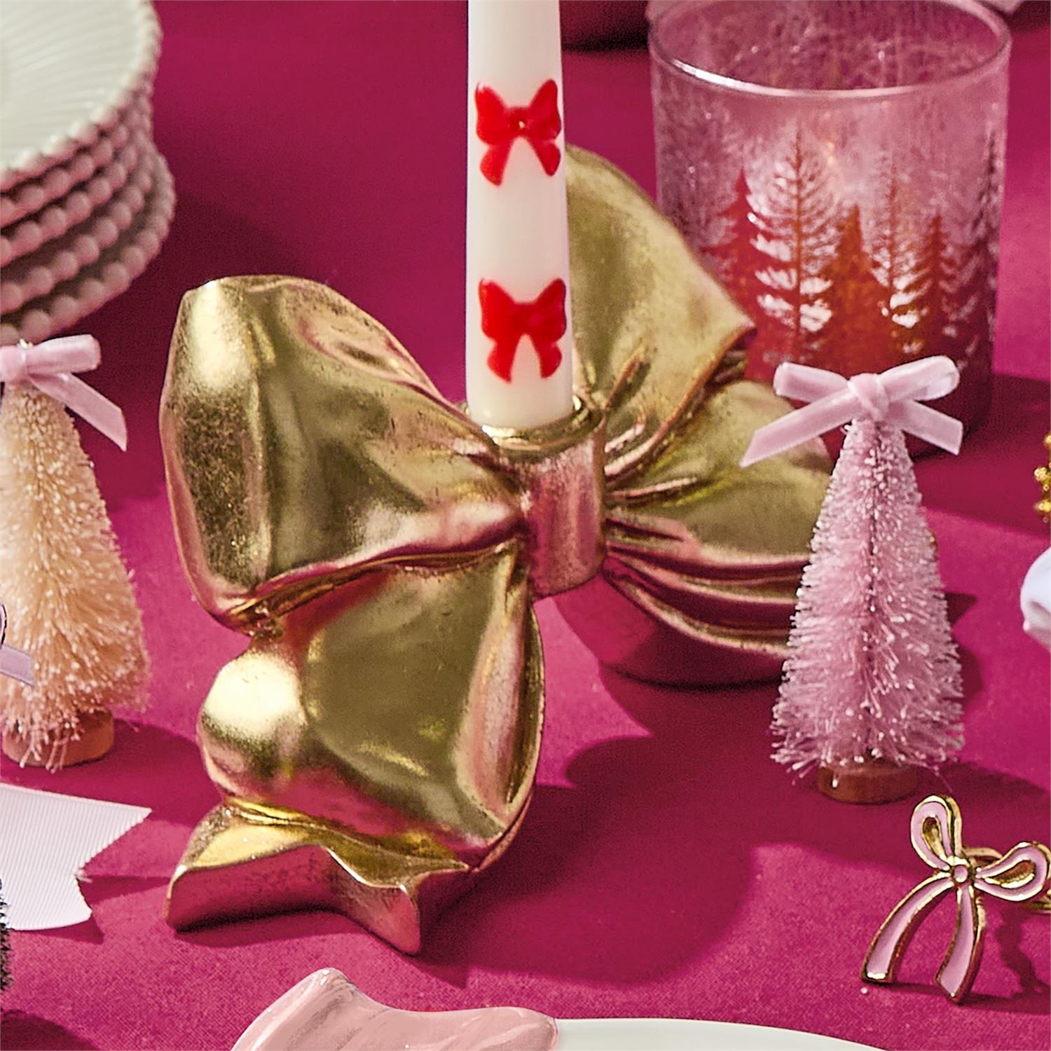 Large Gold Bow Candleholder