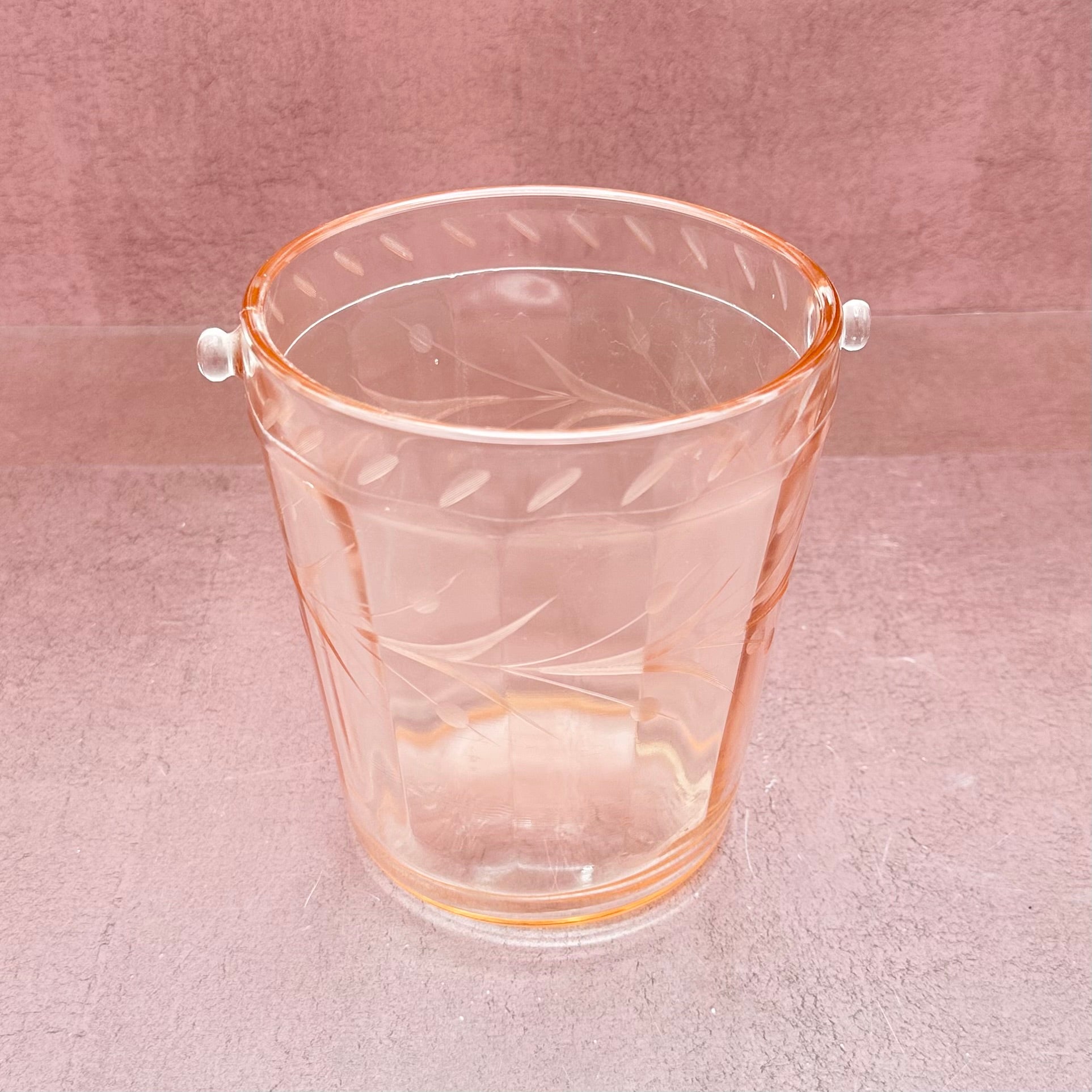 Vintage Pink Etched Design Ice Bucket