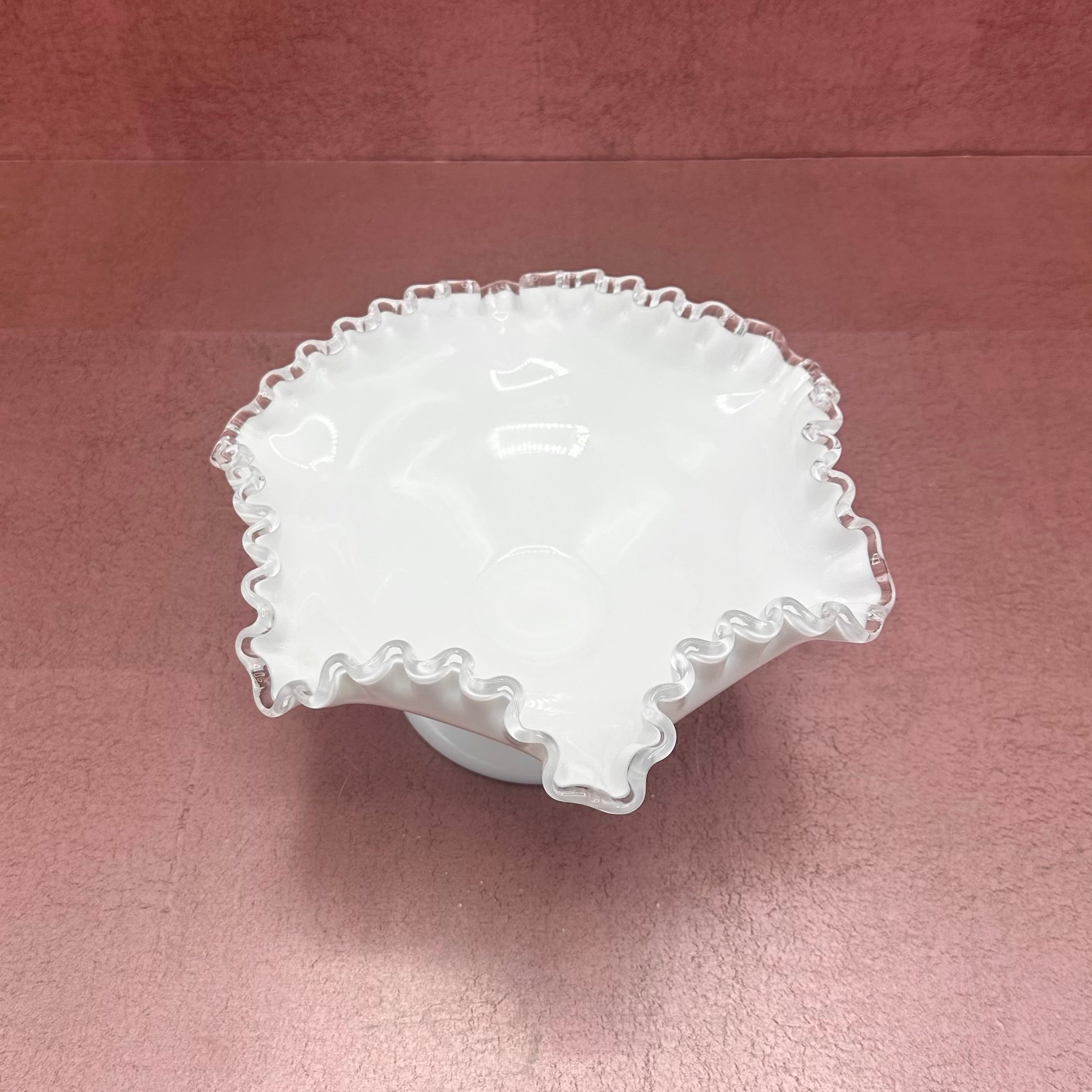 White Clear Edge Fenton Ruffle Compote