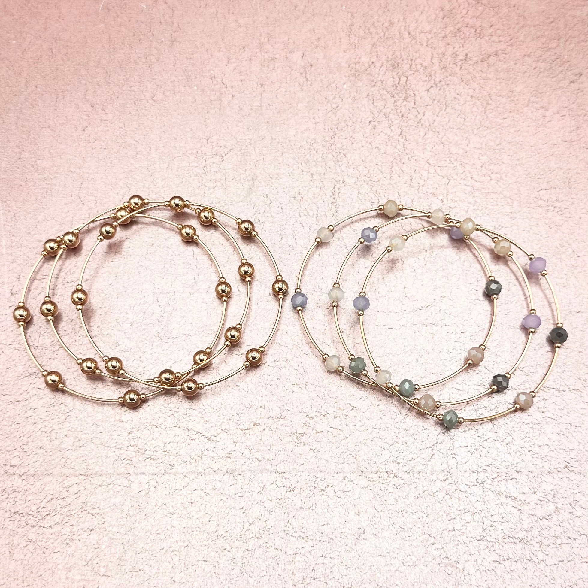 Light Bead Bangle Bracelet Stack